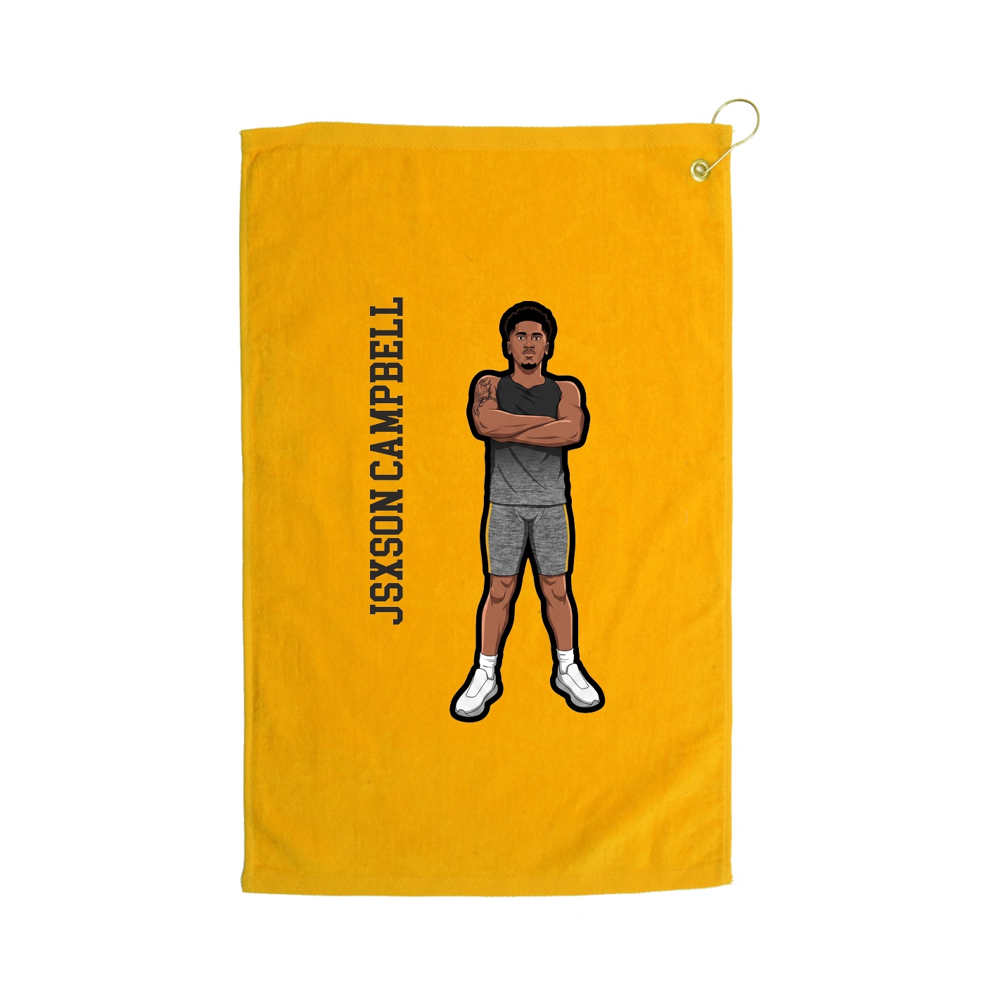 Golf Towel — Name Vertical in Gold