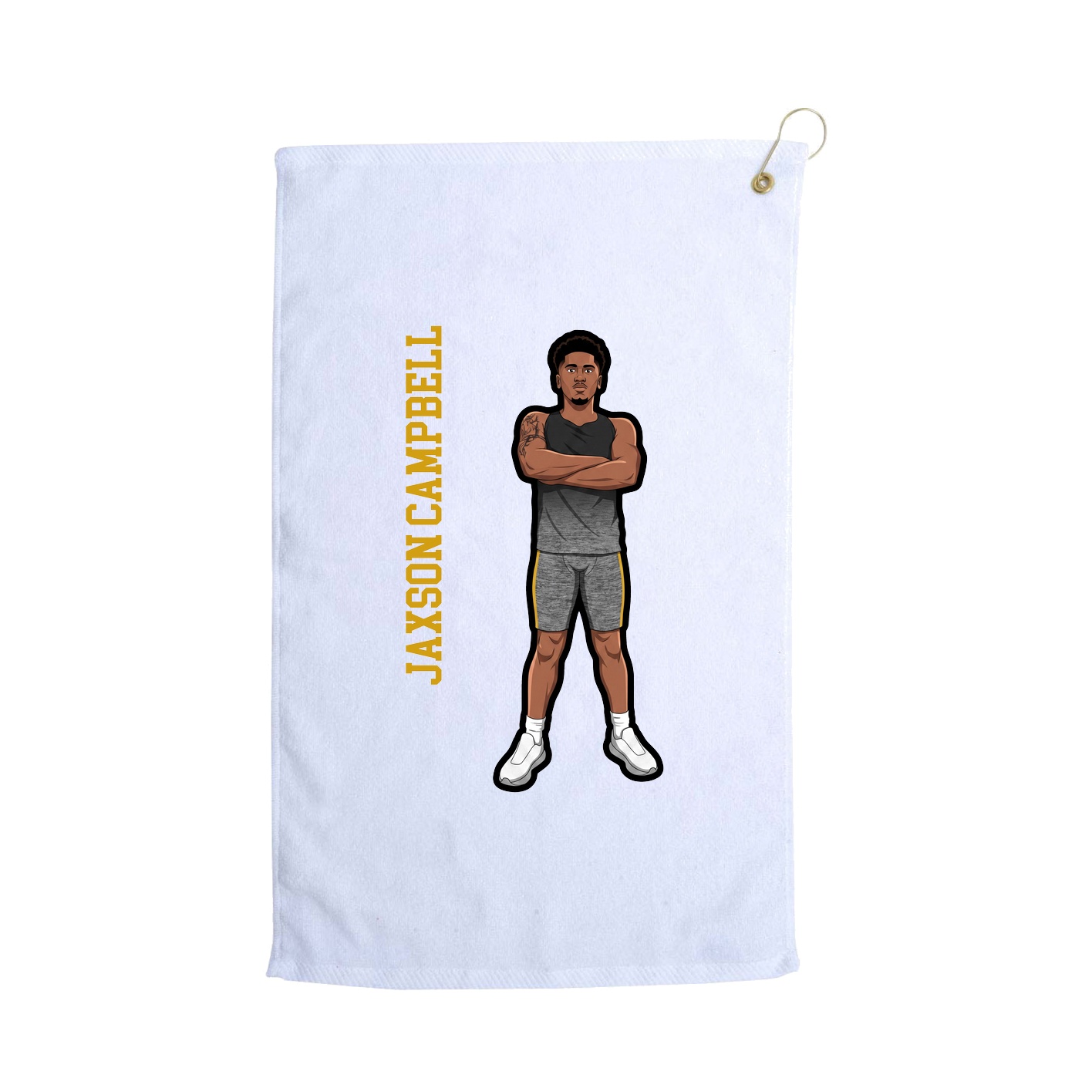 Golf Towel — Name Vertical in White