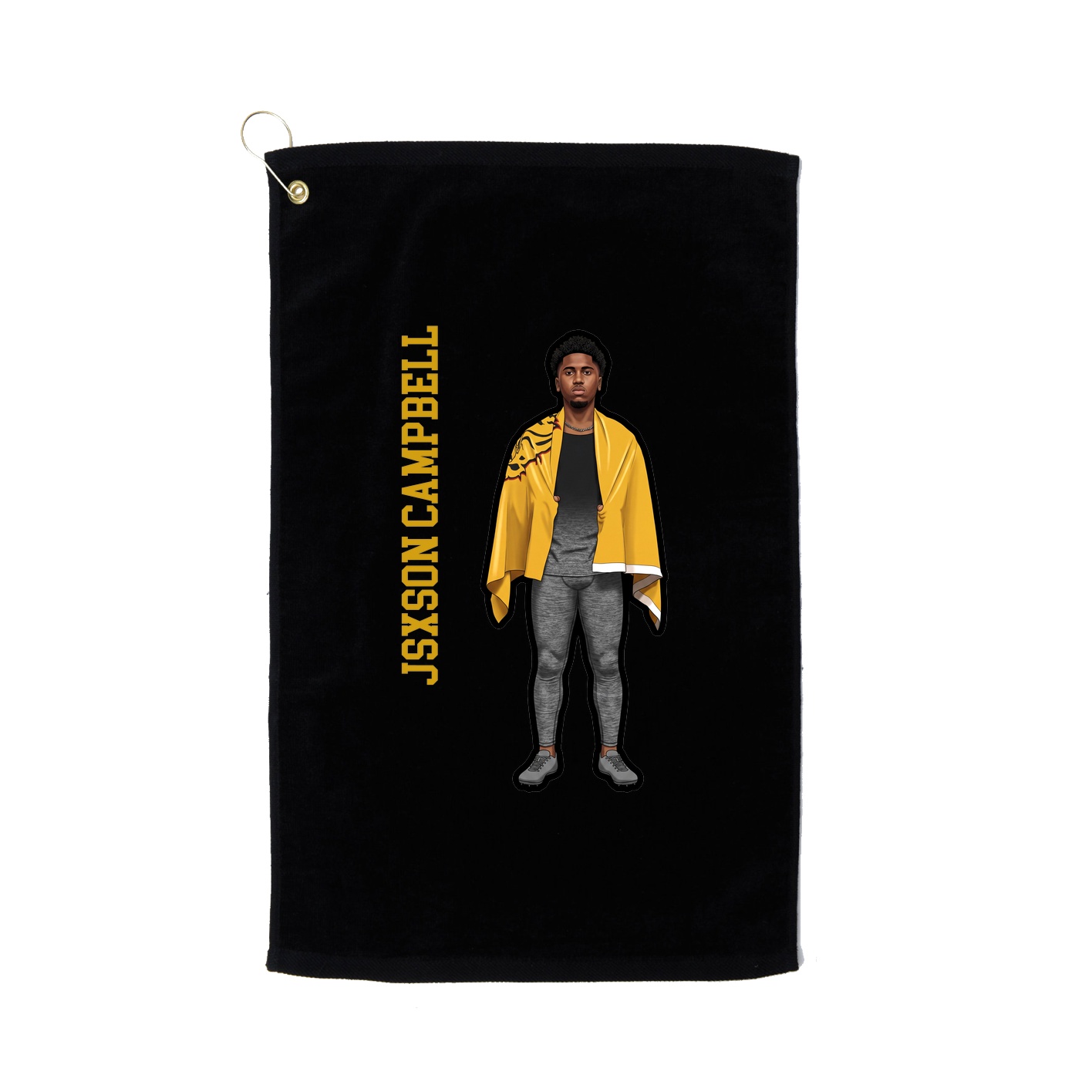 Golf Towel — Name Vertical in Black