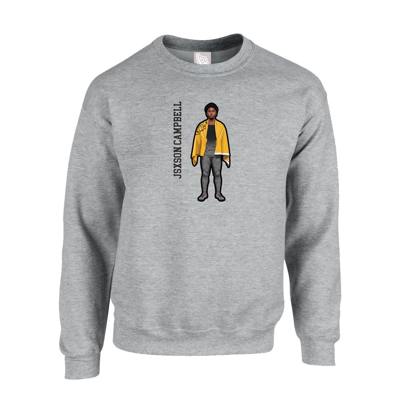 Fleece Crew — Name Vertical in Grey