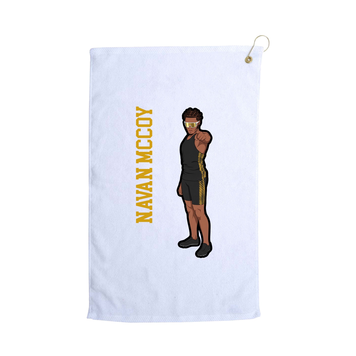 Golf Towel — Name Vertical in White