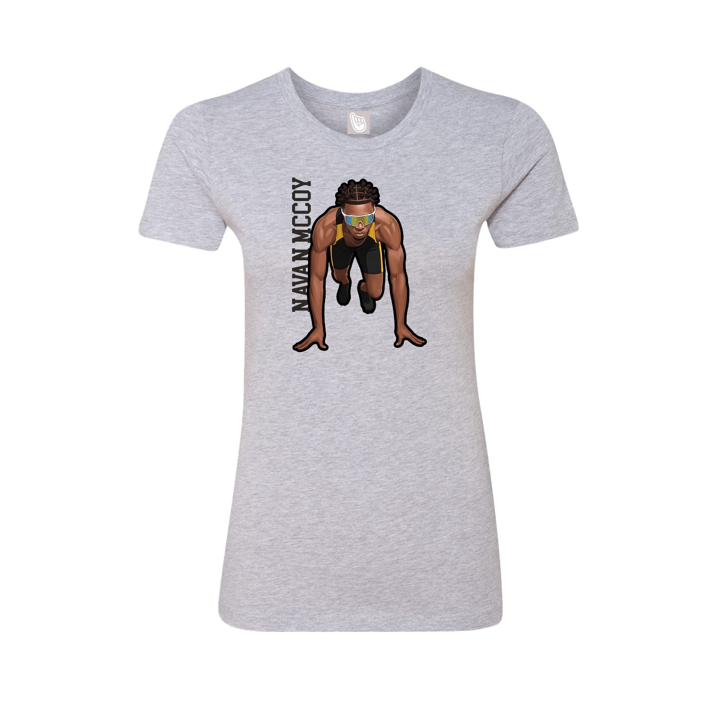 Fitted Women's Tee — Name Vertical in Grey