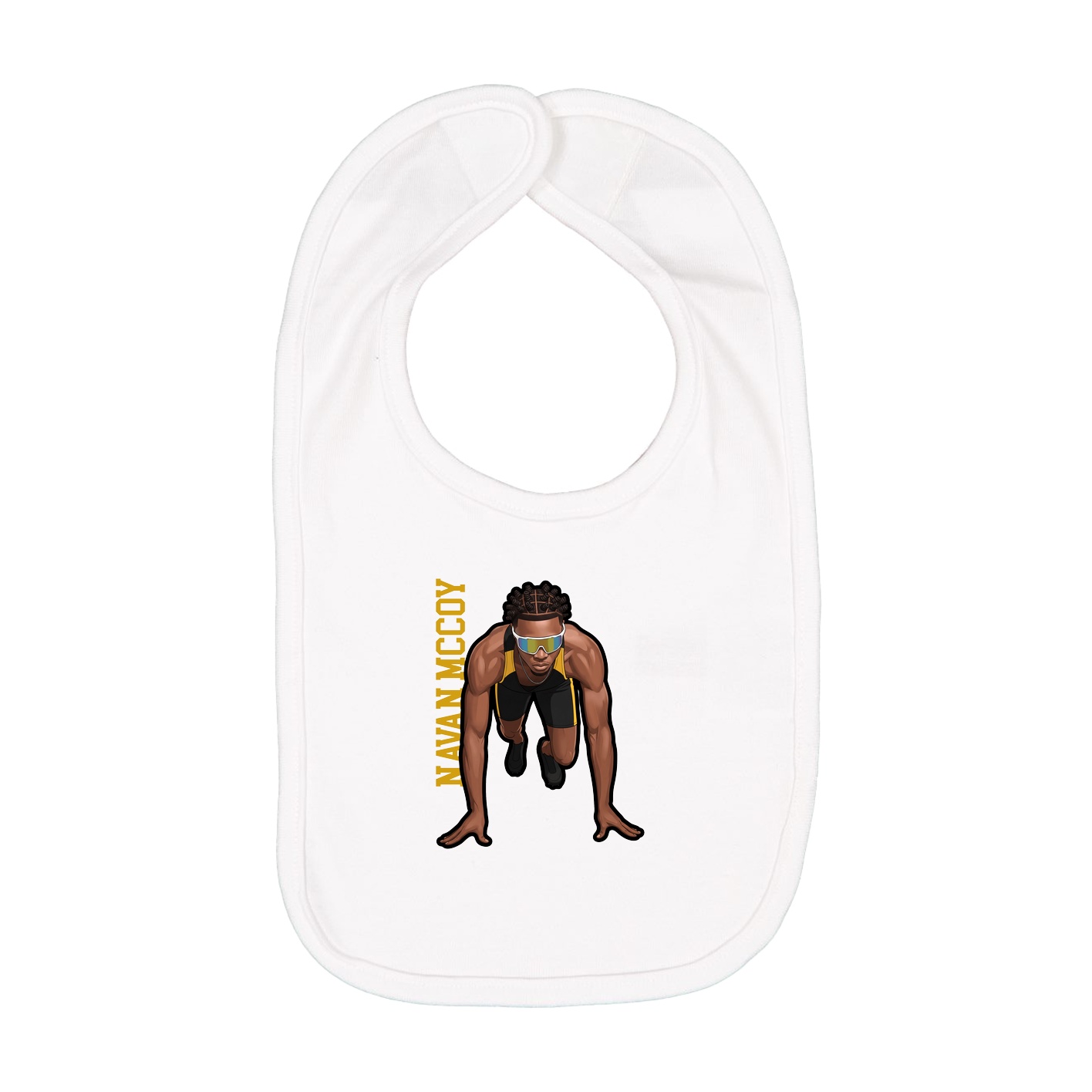 Infant Bib — Name Vertical in White