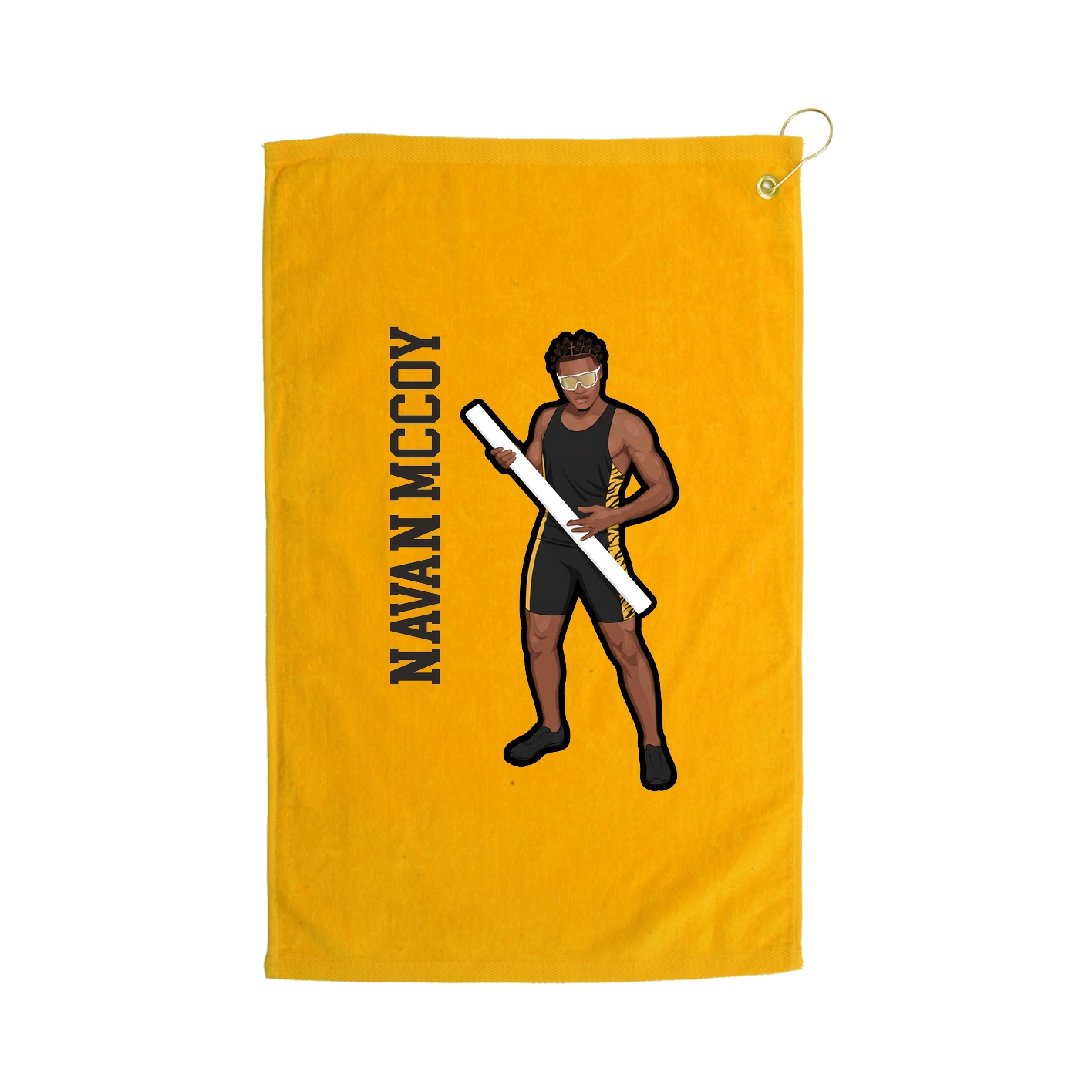 Golf Towel — Name Vertical in Gold