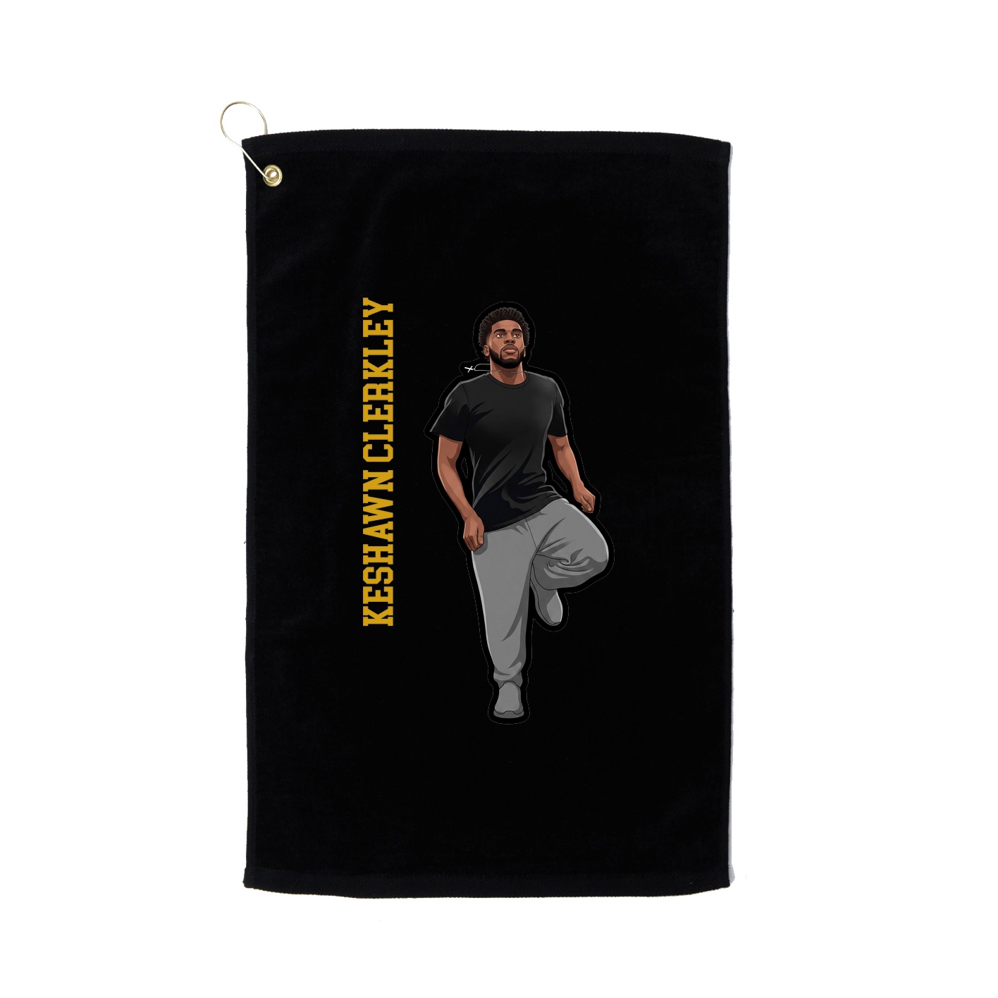 Golf Towel — Name Vertical in Black