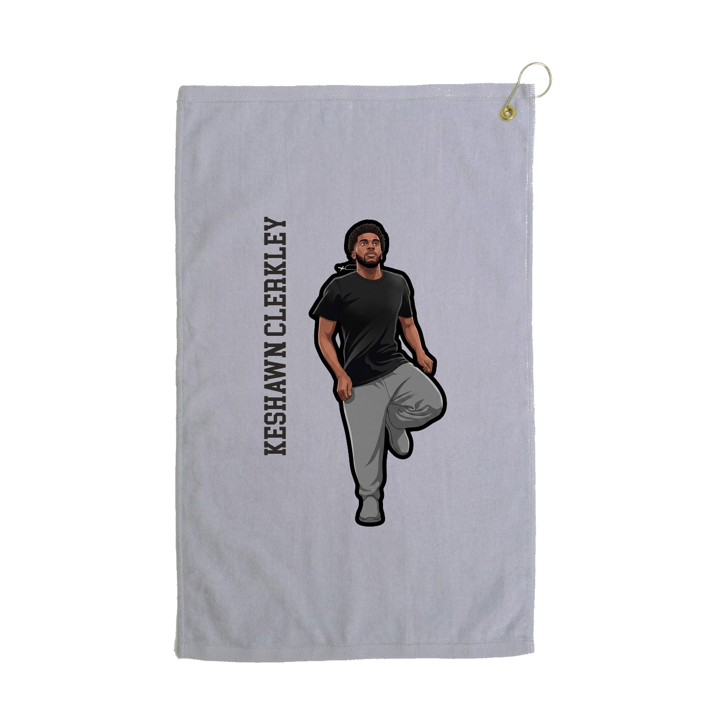 Golf Towel — Name Vertical in Grey