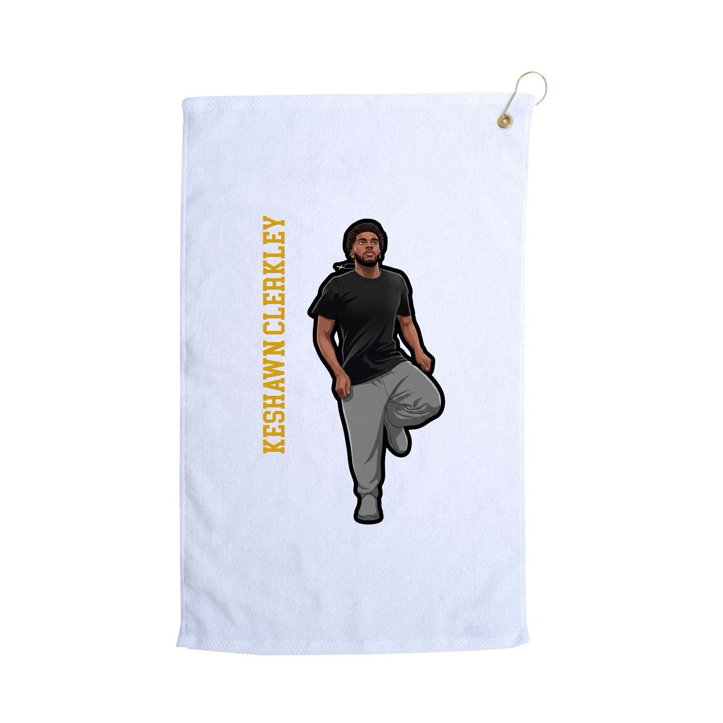Golf Towel — Name Vertical in White
