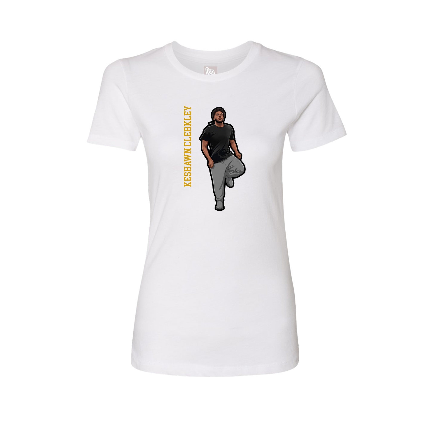 Fitted Women's Tee — Name Vertical in White