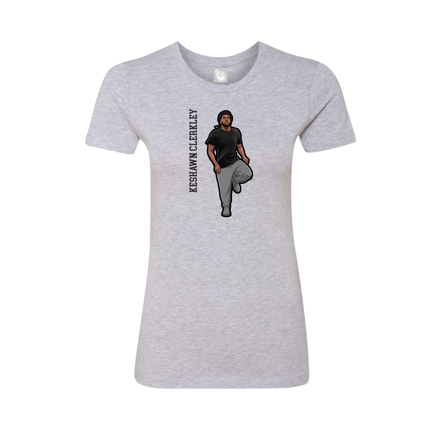 Fitted Women's Tee — Name Vertical in Grey