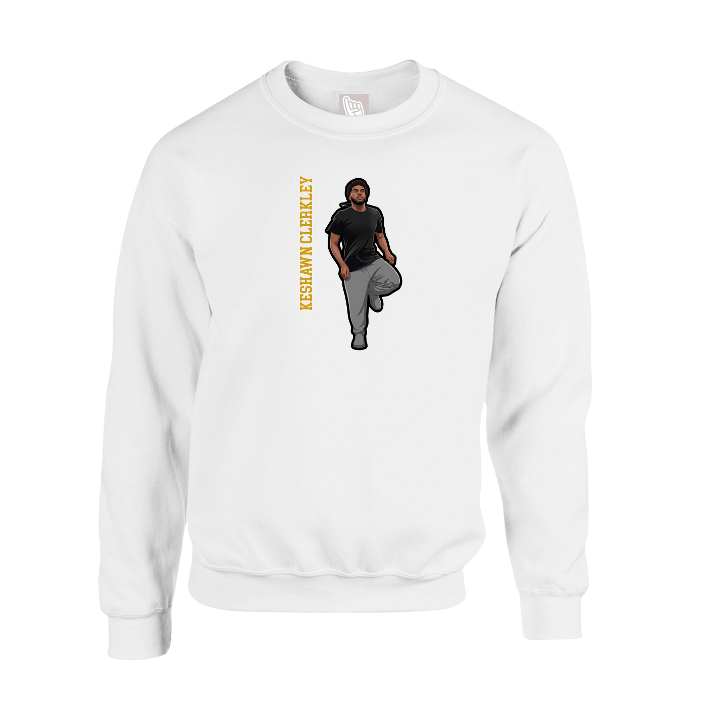Fleece Crew — Name Vertical in White