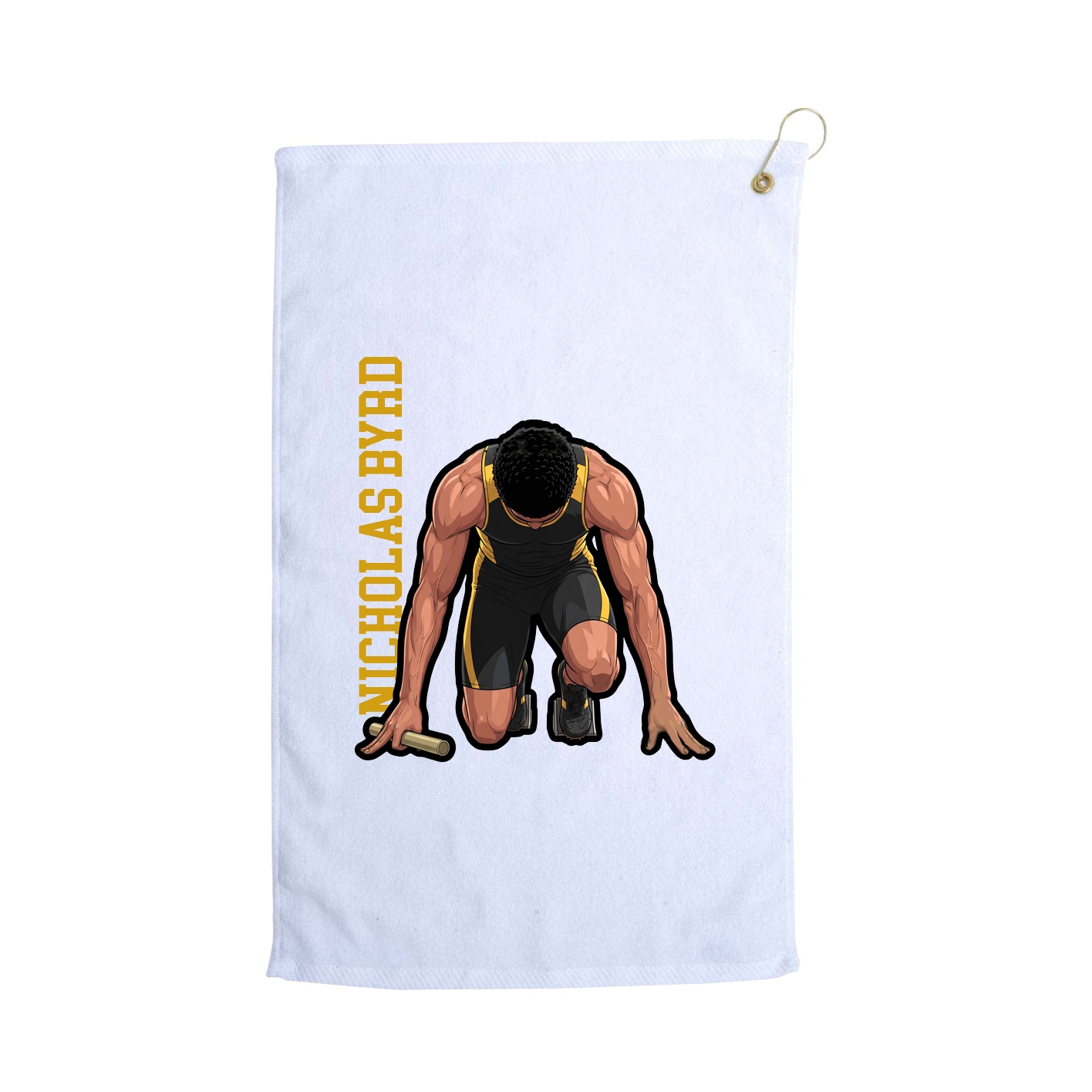 Golf Towel — Name Vertical in White