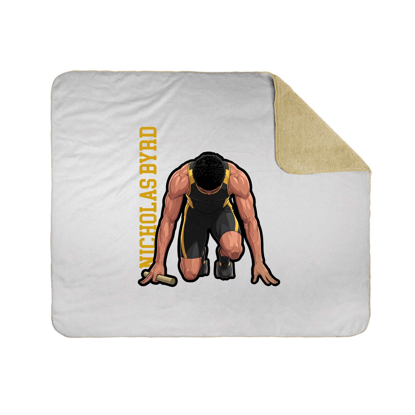 Throw Blanket — Name Vertical in White