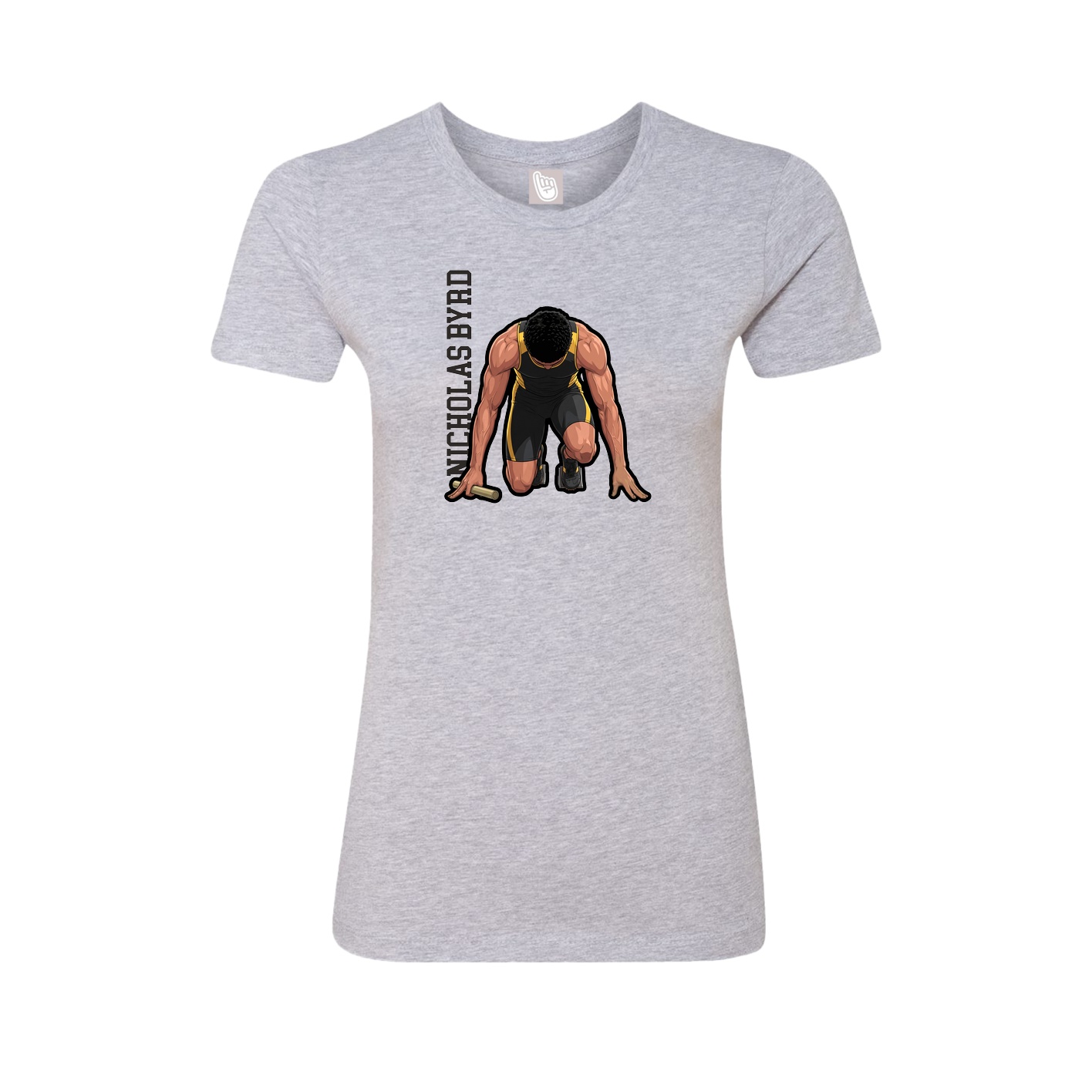 Fitted Women's Tee — Name Vertical in Grey