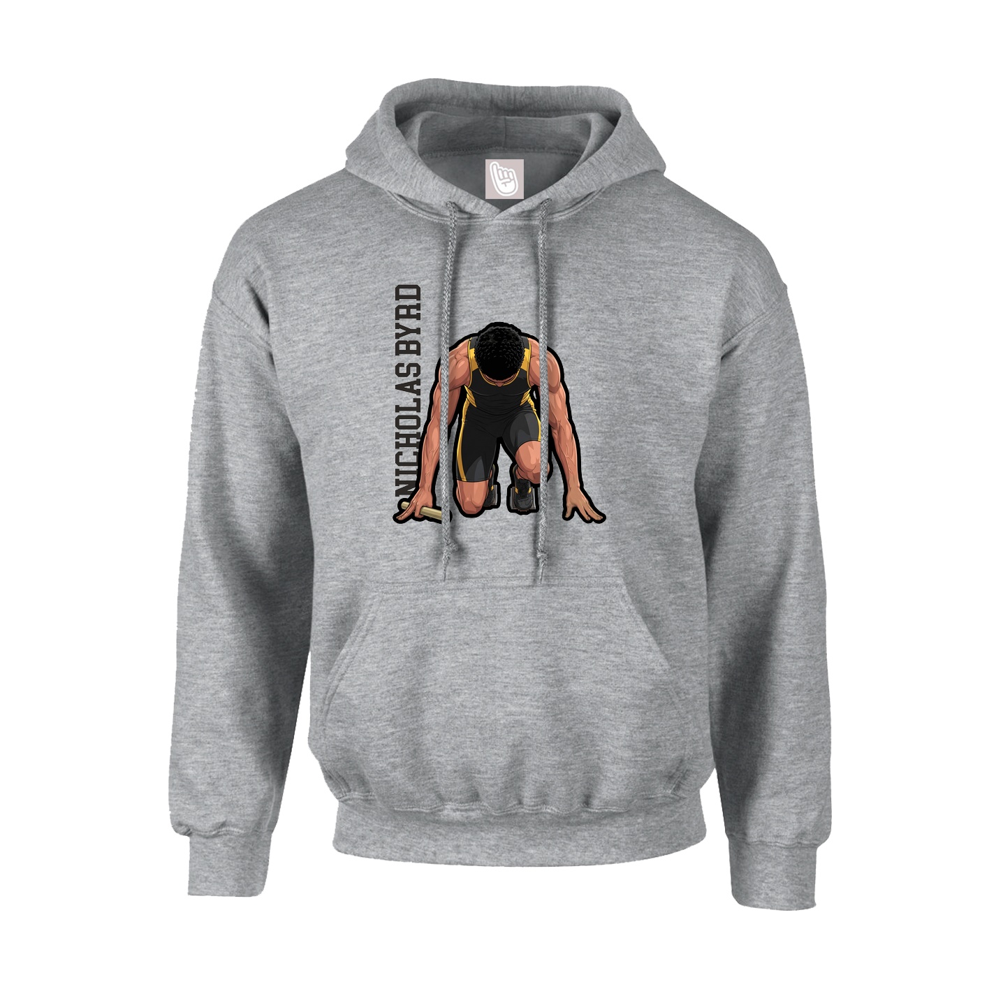 Hoodie — Name Vertical in Grey