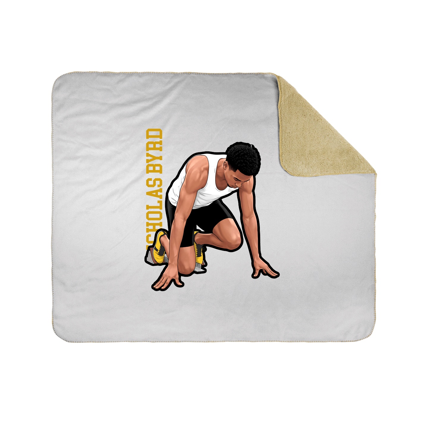 Throw Blanket — Name Vertical in White