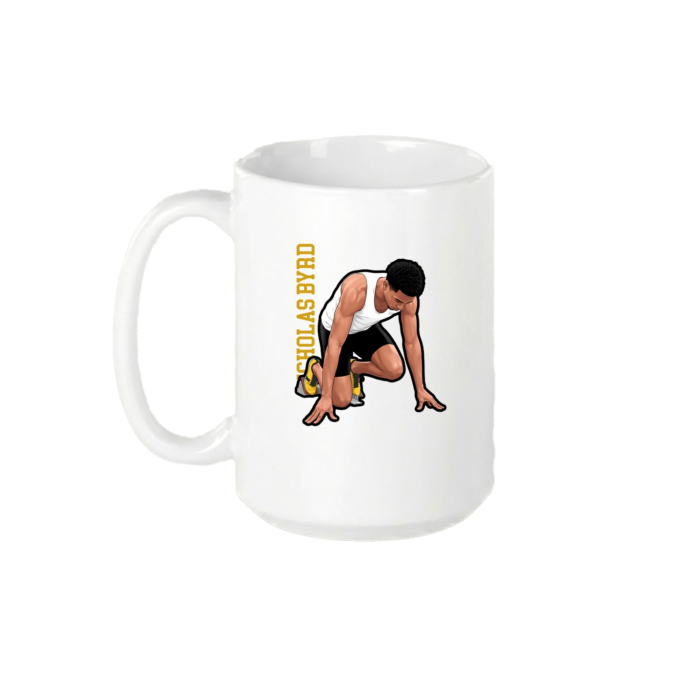 15oz Coffee Mug — Name Vertical in White