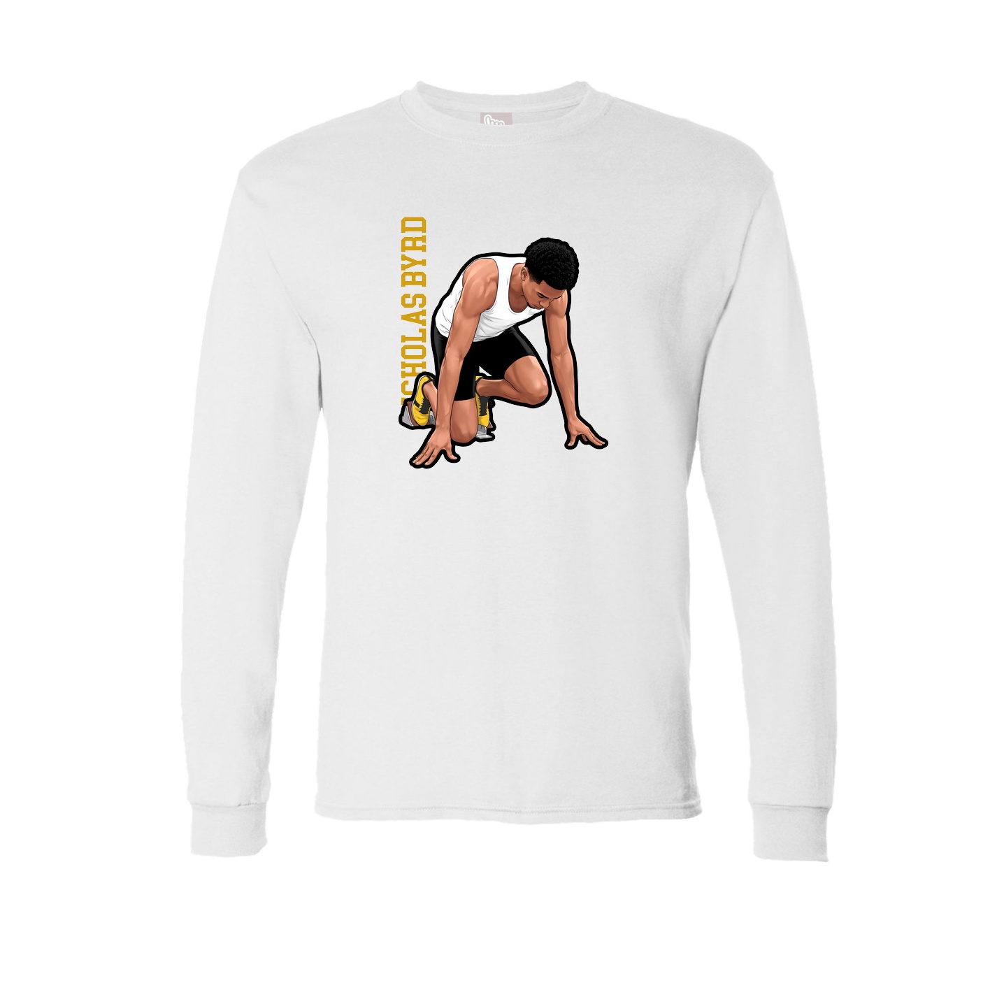 Long Sleeve Tee — Name Vertical in White
