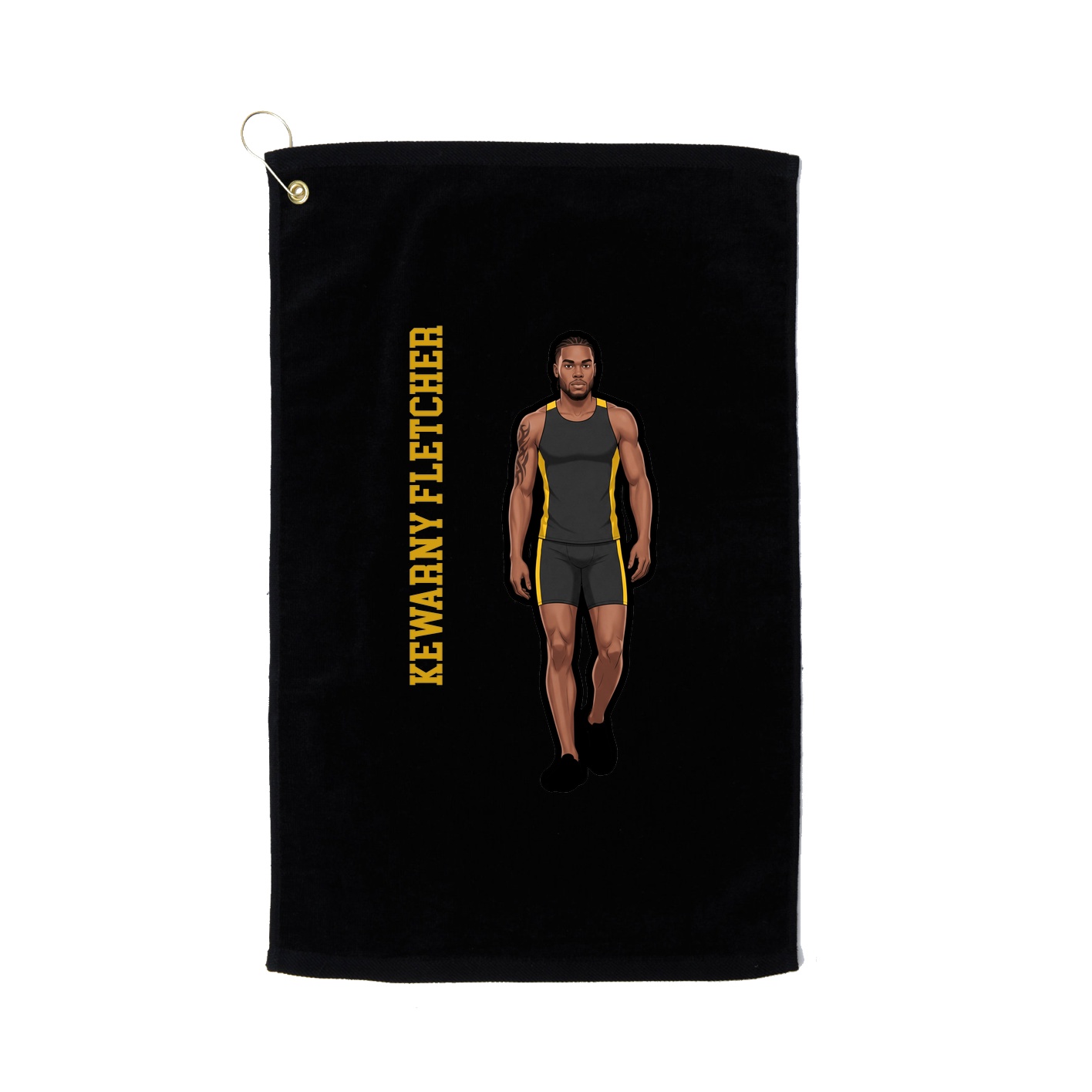Golf Towel — Name Vertical in Black