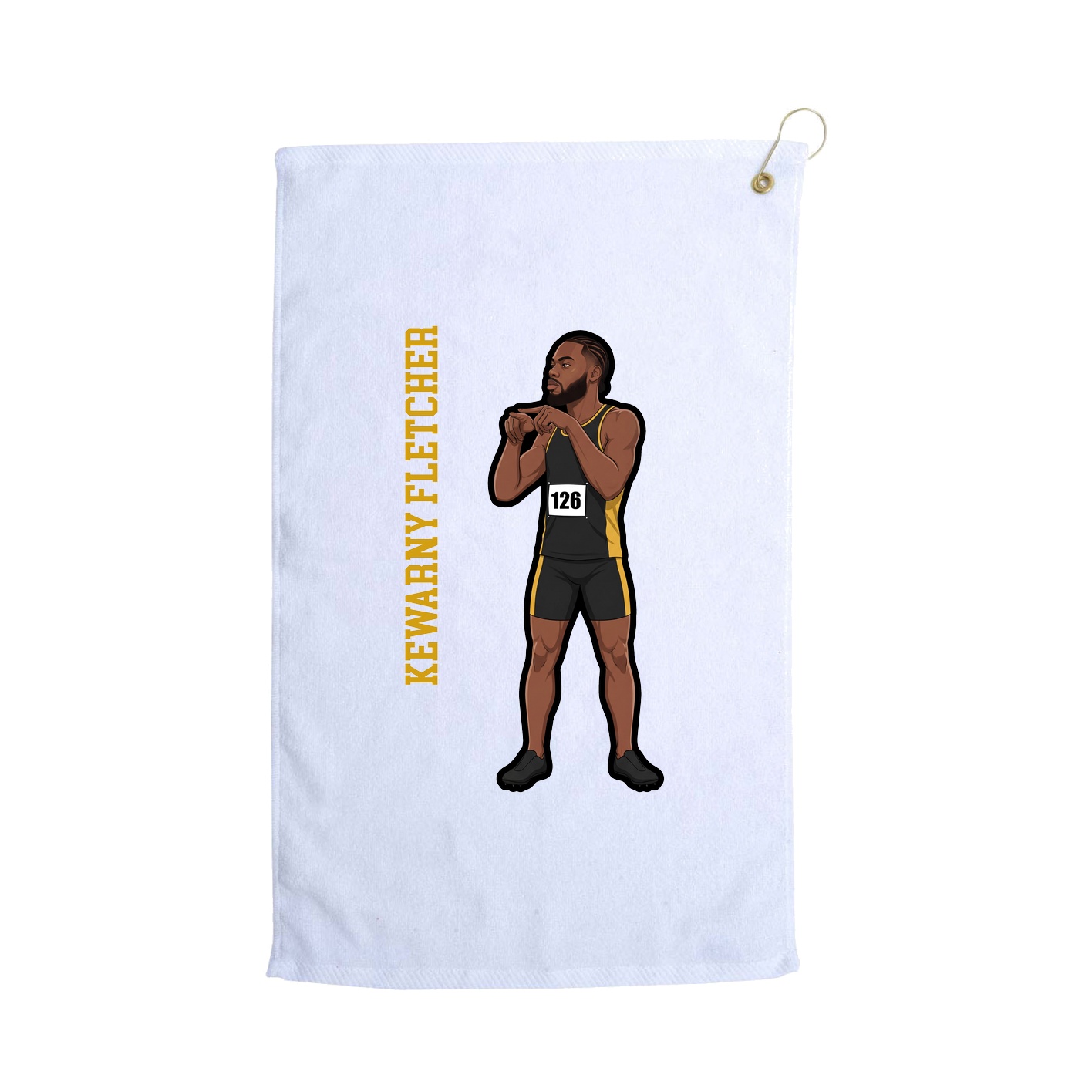 Golf Towel — Name Vertical in White