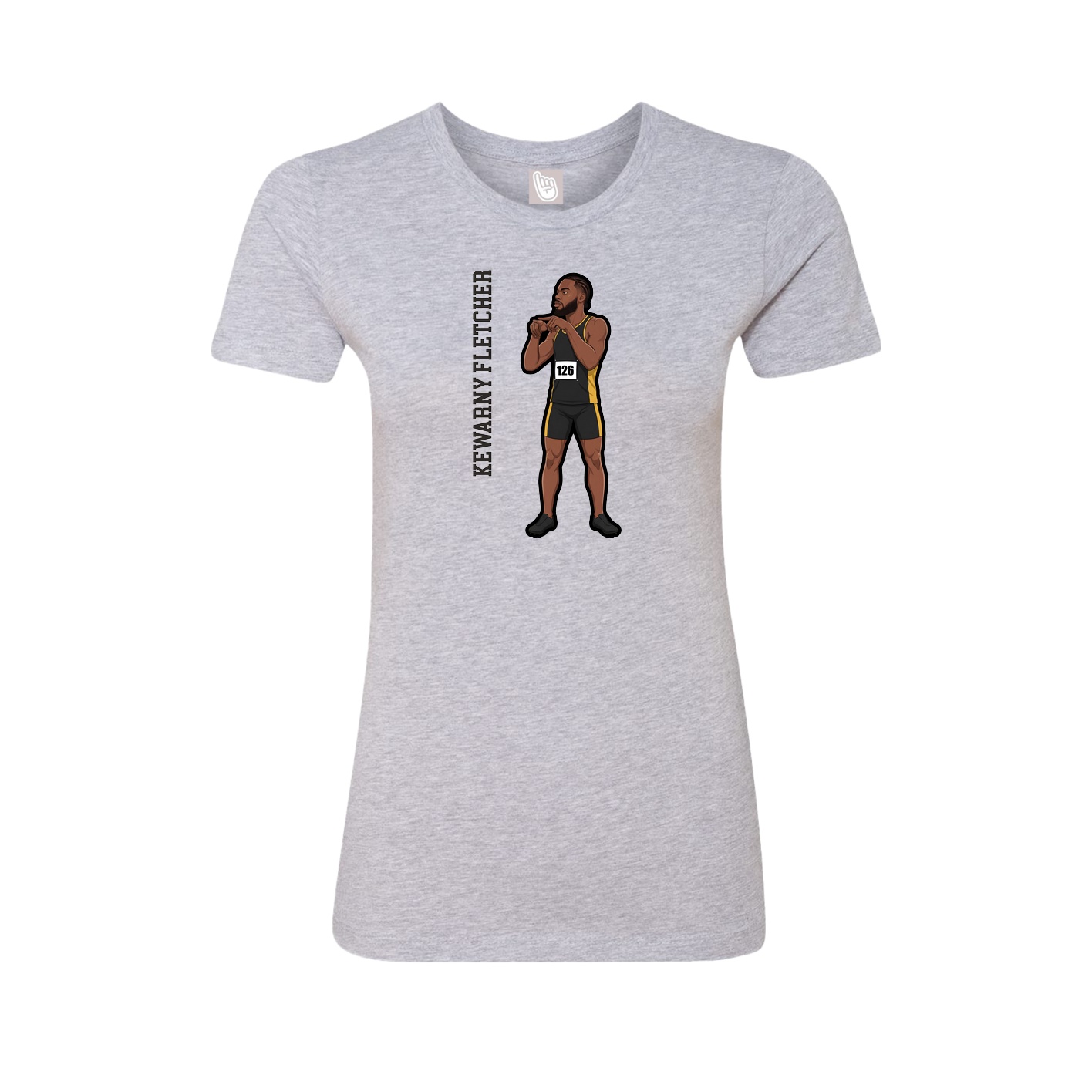 Fitted Women's Tee — Name Vertical in Grey