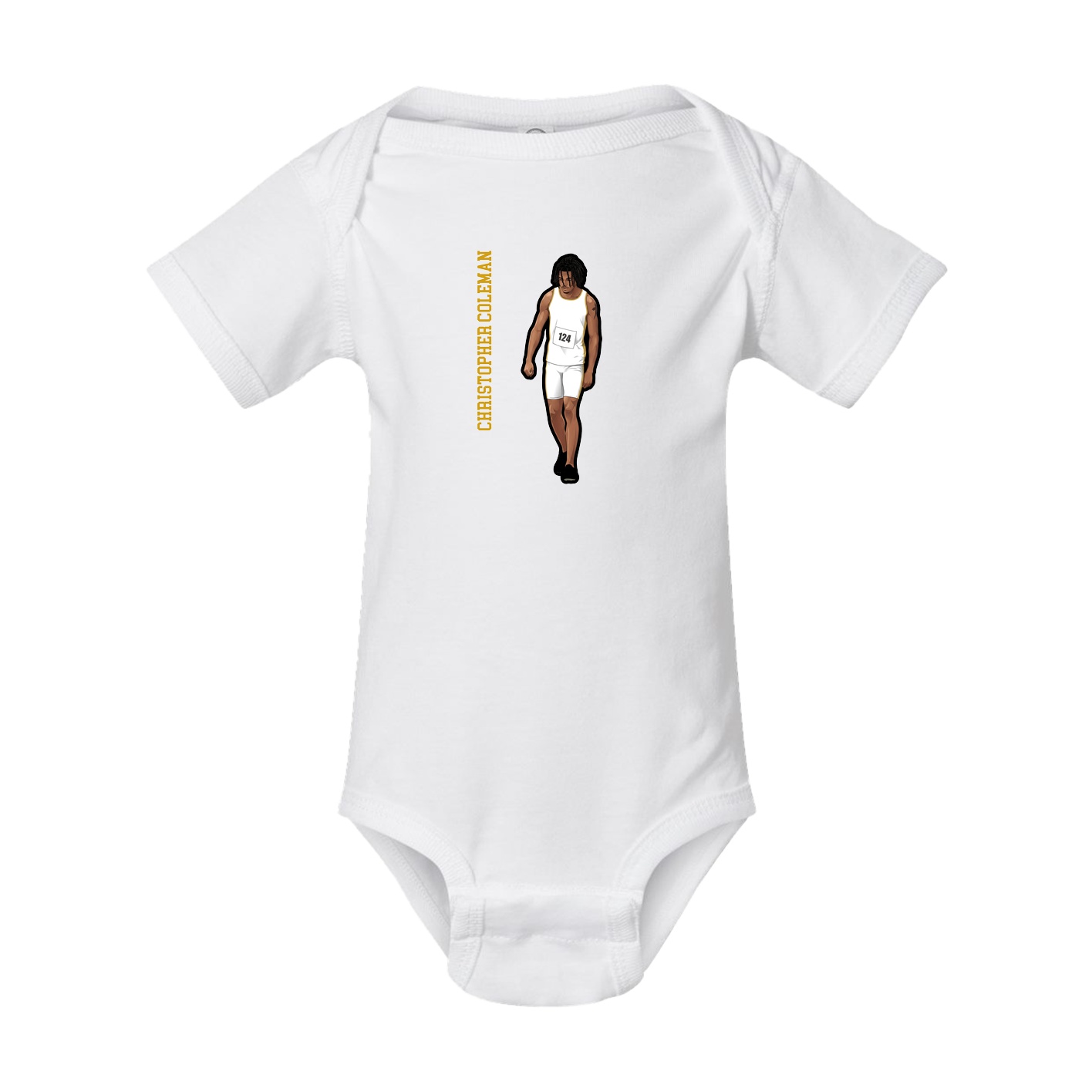 Baby Onesie — Name Vertical in White
