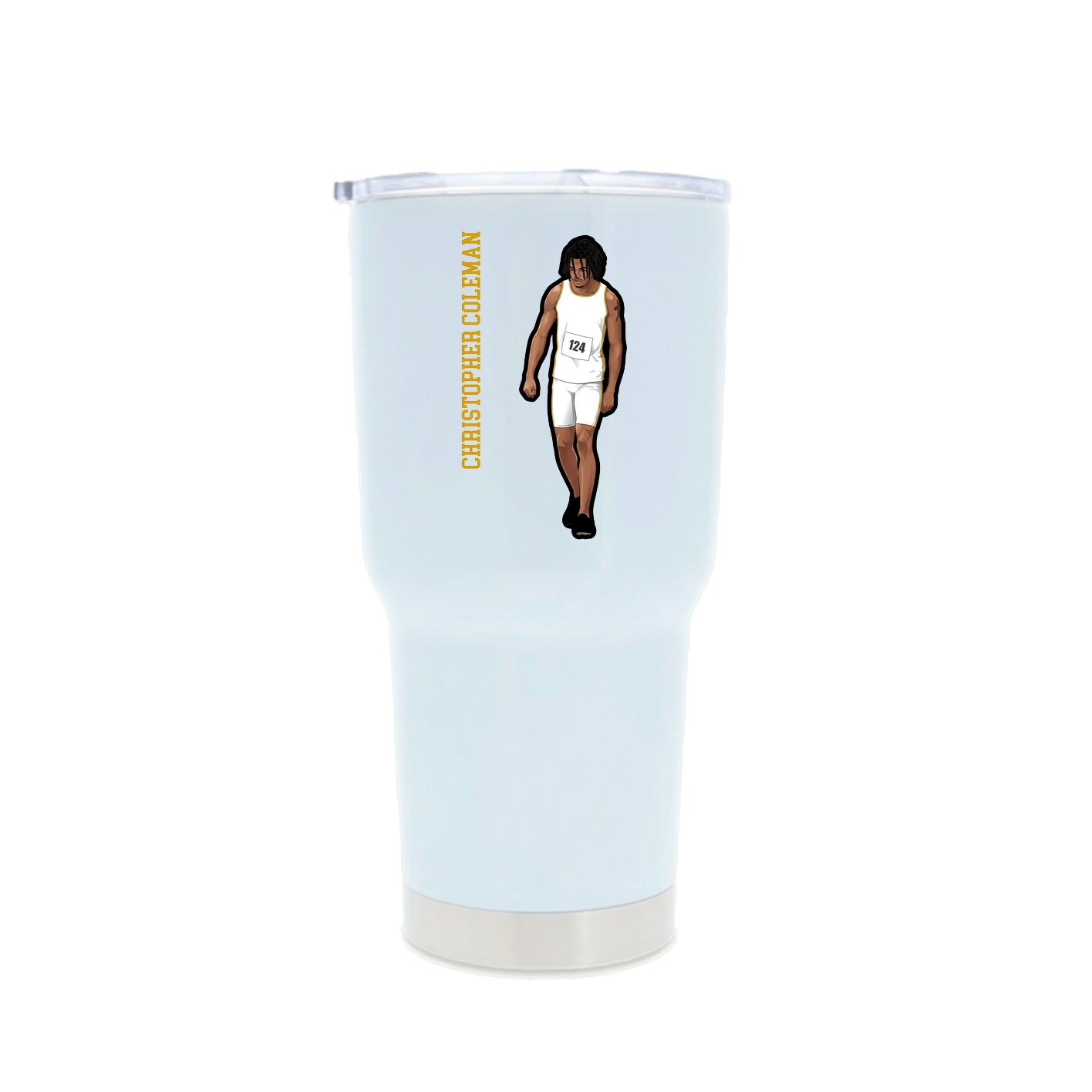 30oz Stainless Steel Tumbler — Name Vertical in White
