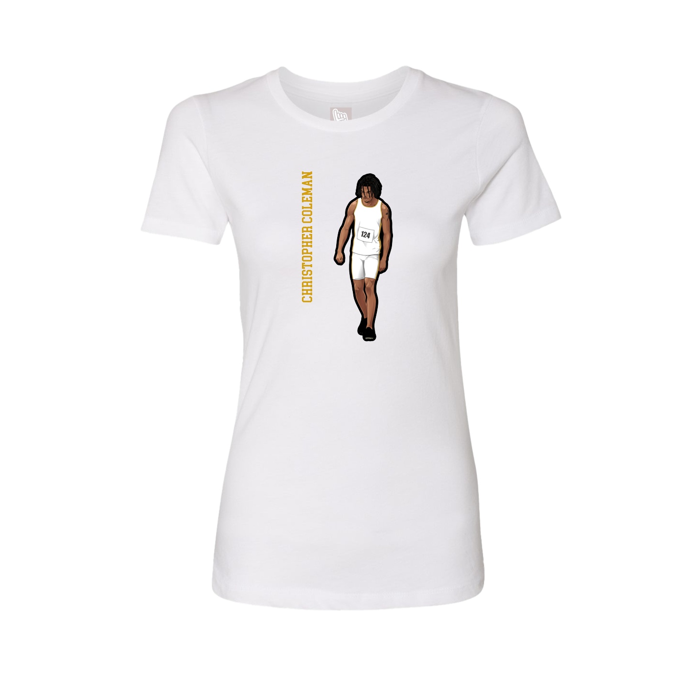 Fitted Women's Tee — Name Vertical in White