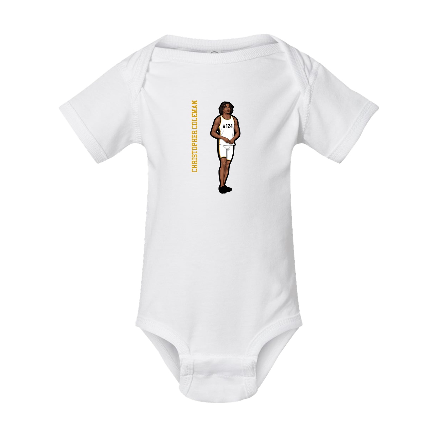 Baby Onesie — Name Vertical in White