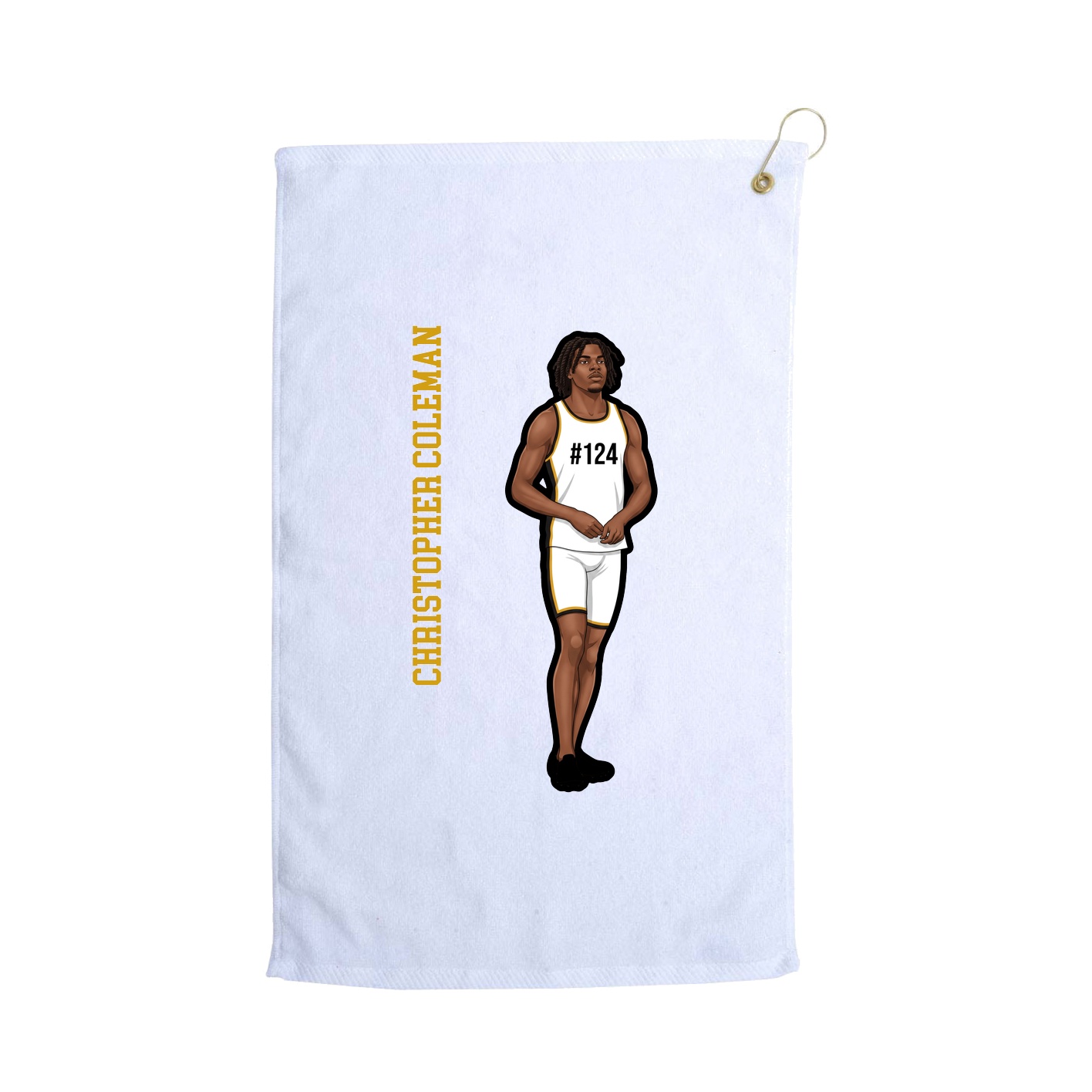 Golf Towel — Name Vertical in White