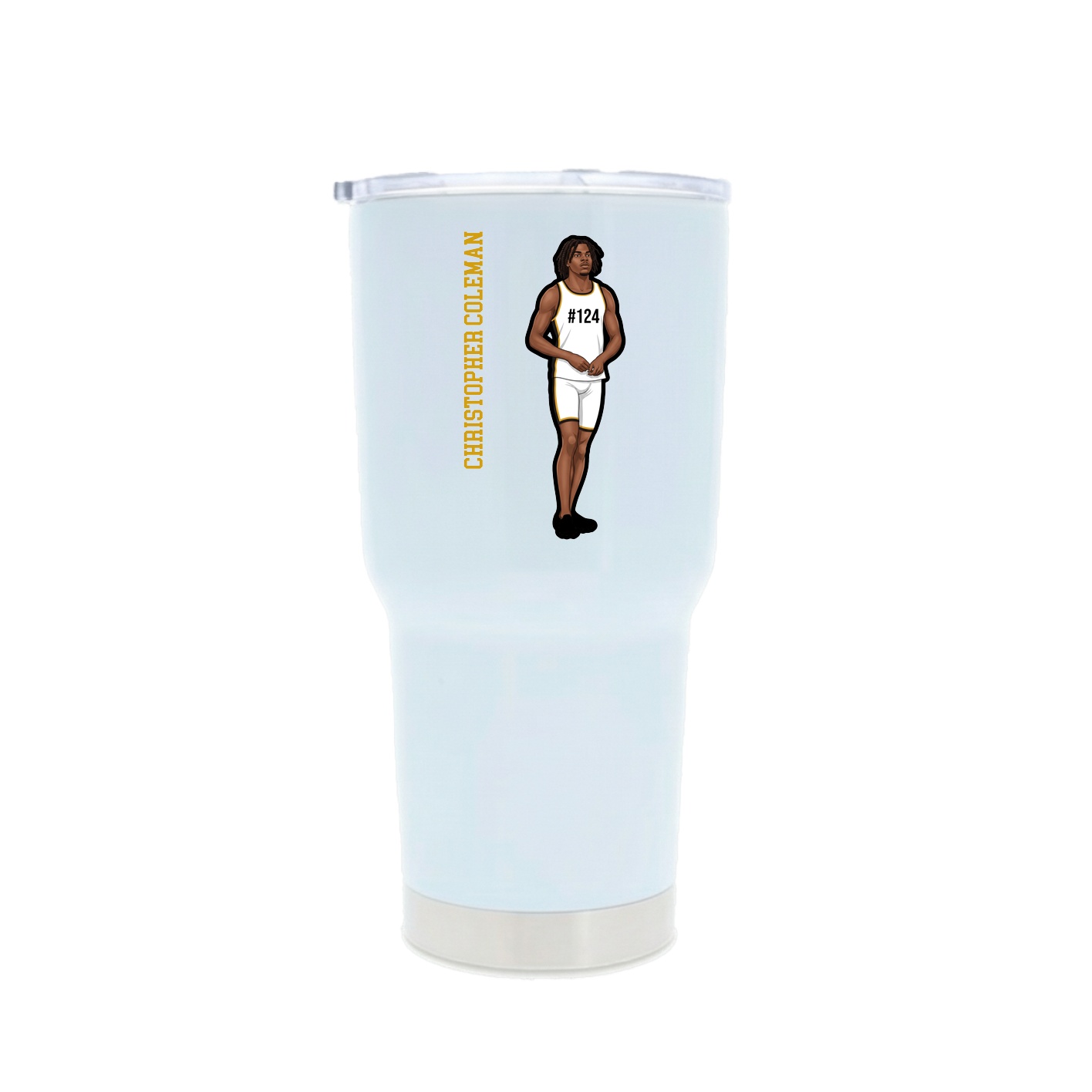 30oz Stainless Steel Tumbler — Name Vertical in White