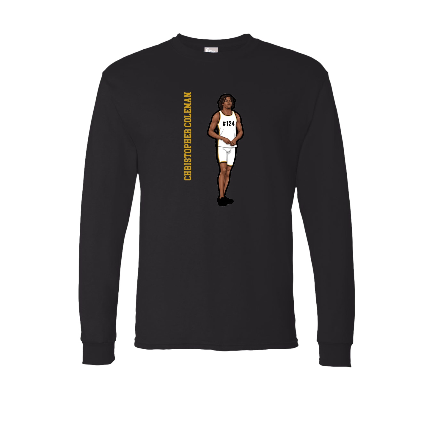 Long Sleeve Tee — Name Vertical in Black