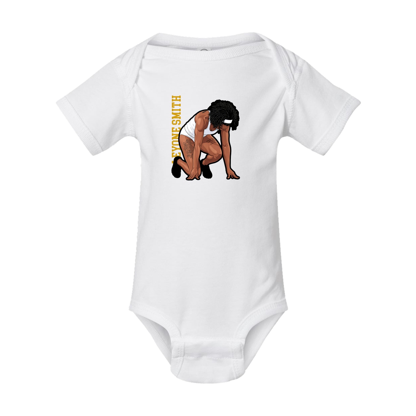 Baby Onesie — Name Vertical in White