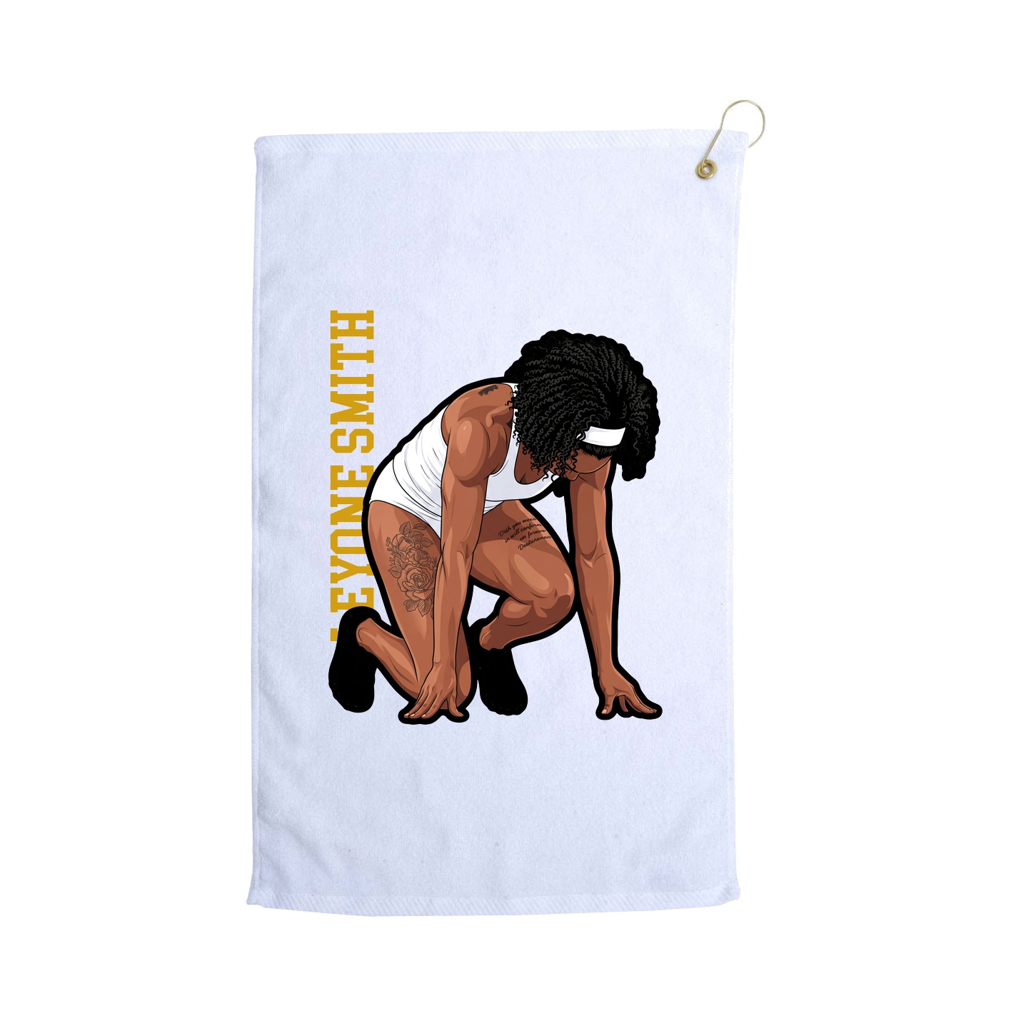 Golf Towel — Name Vertical in White
