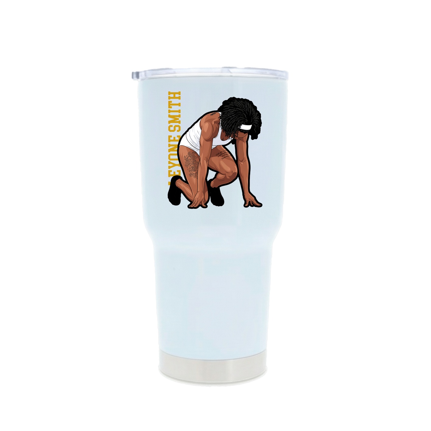 30oz Stainless Steel Tumbler — Name Vertical in White