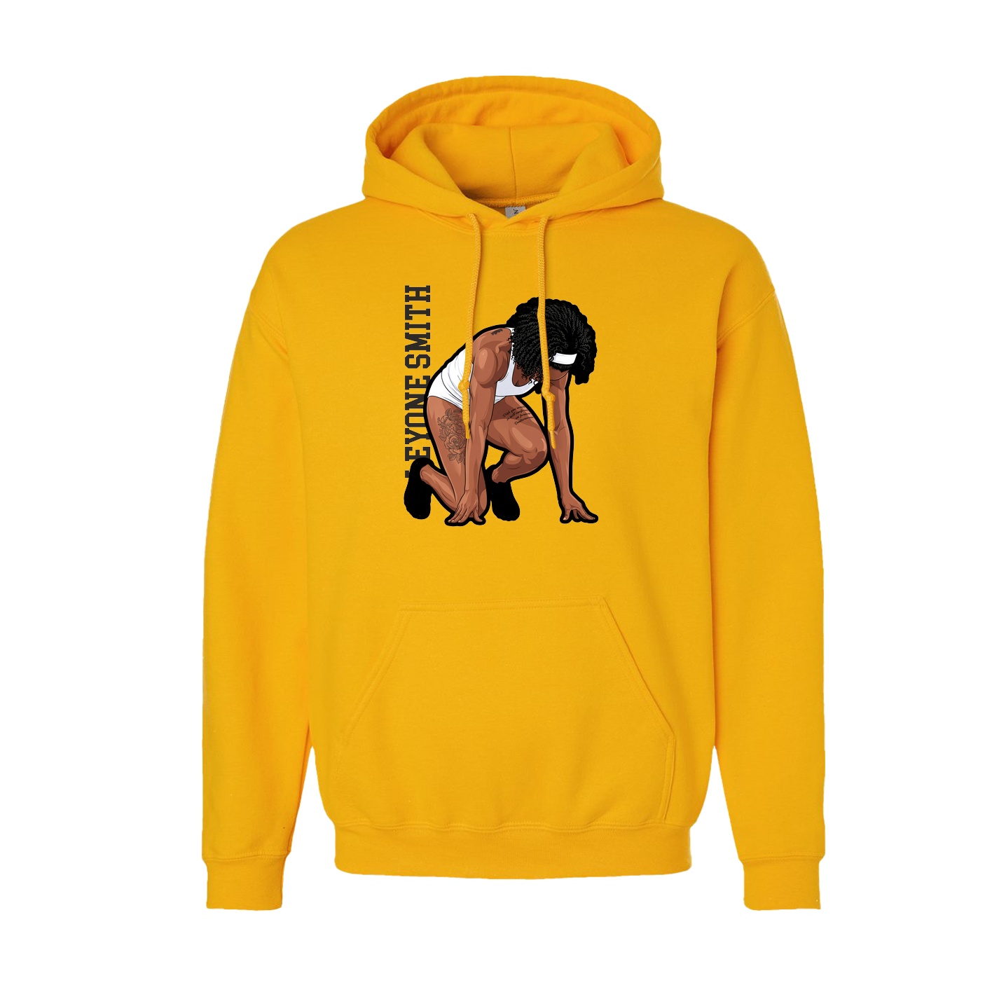 Hoodie — Name Vertical in Gold