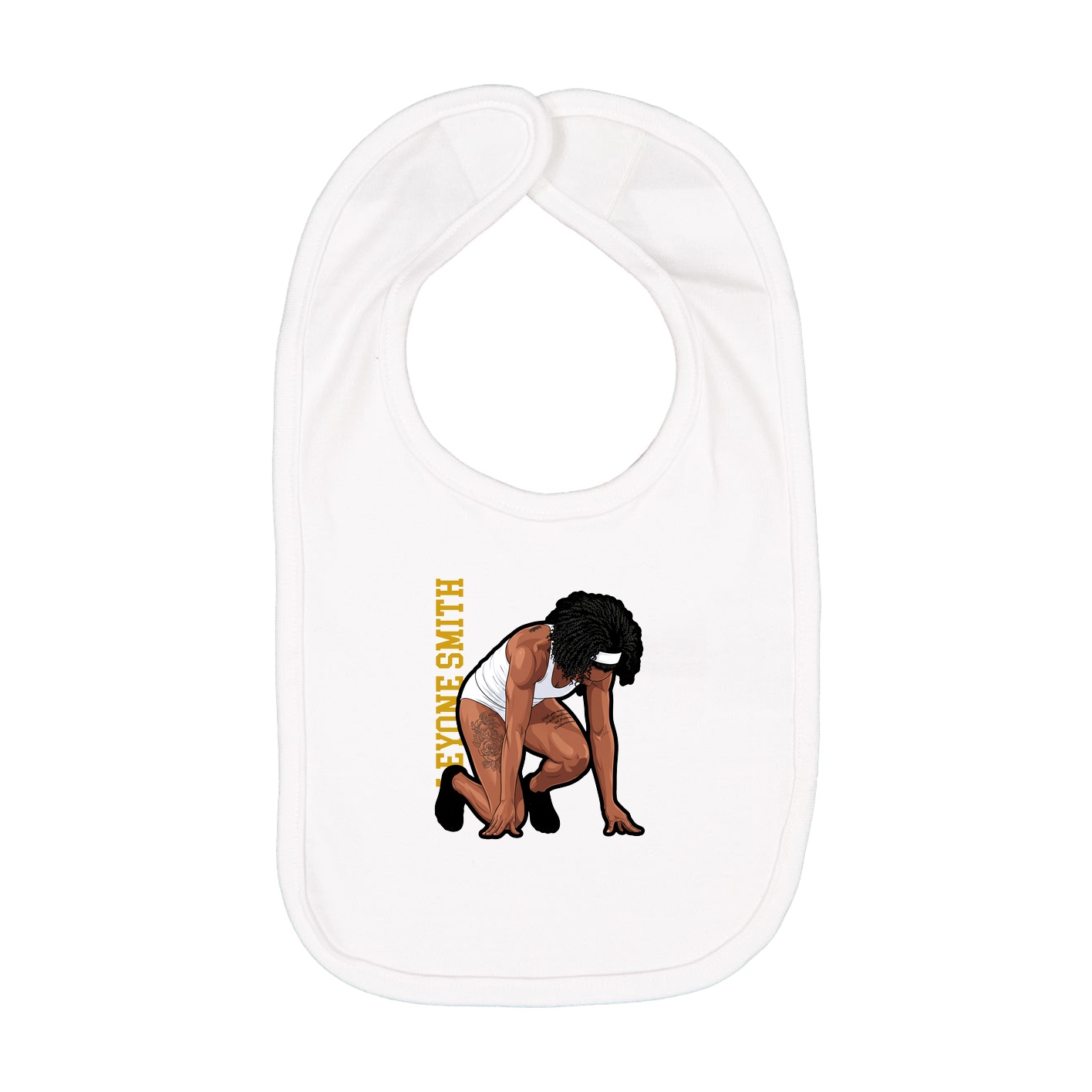 Infant Bib — Name Vertical in White