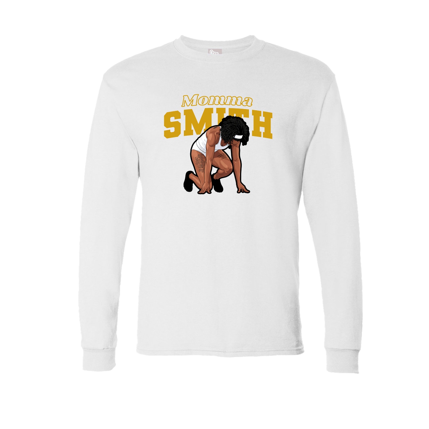 Long Sleeve Tee — Mothers Day Block in White