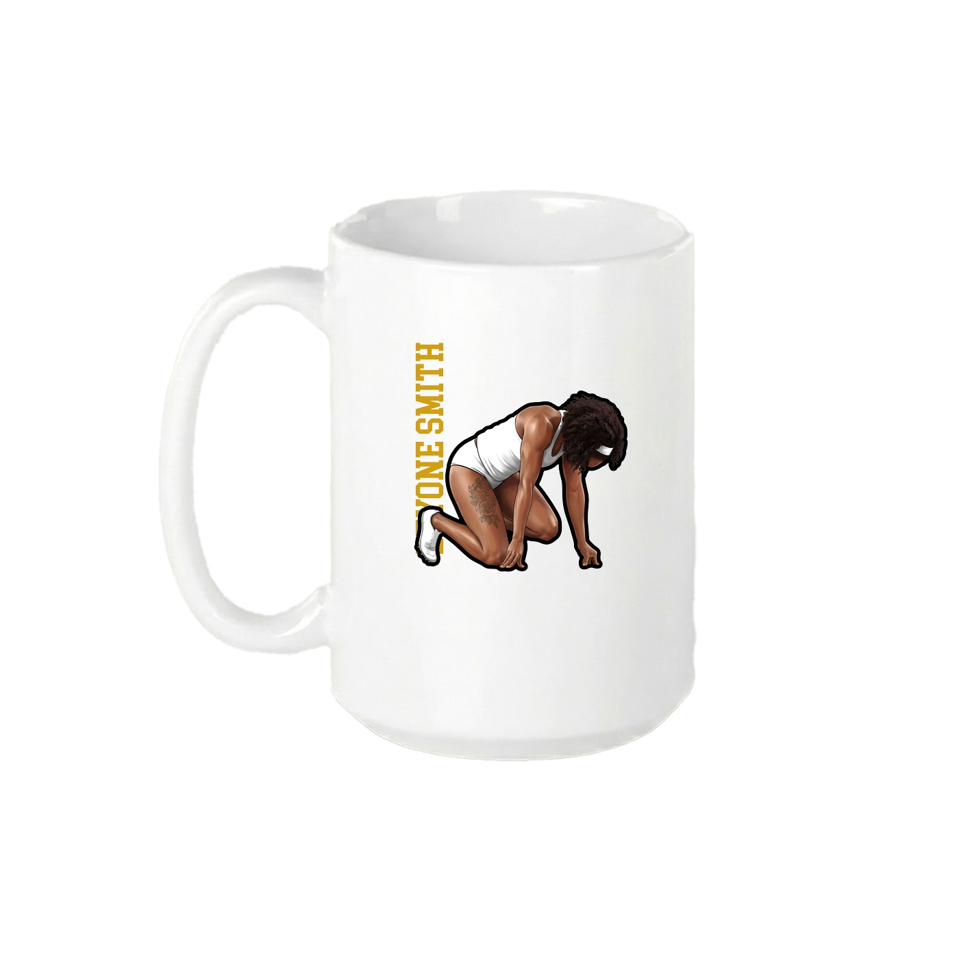 15oz Coffee Mug — Name Vertical in White
