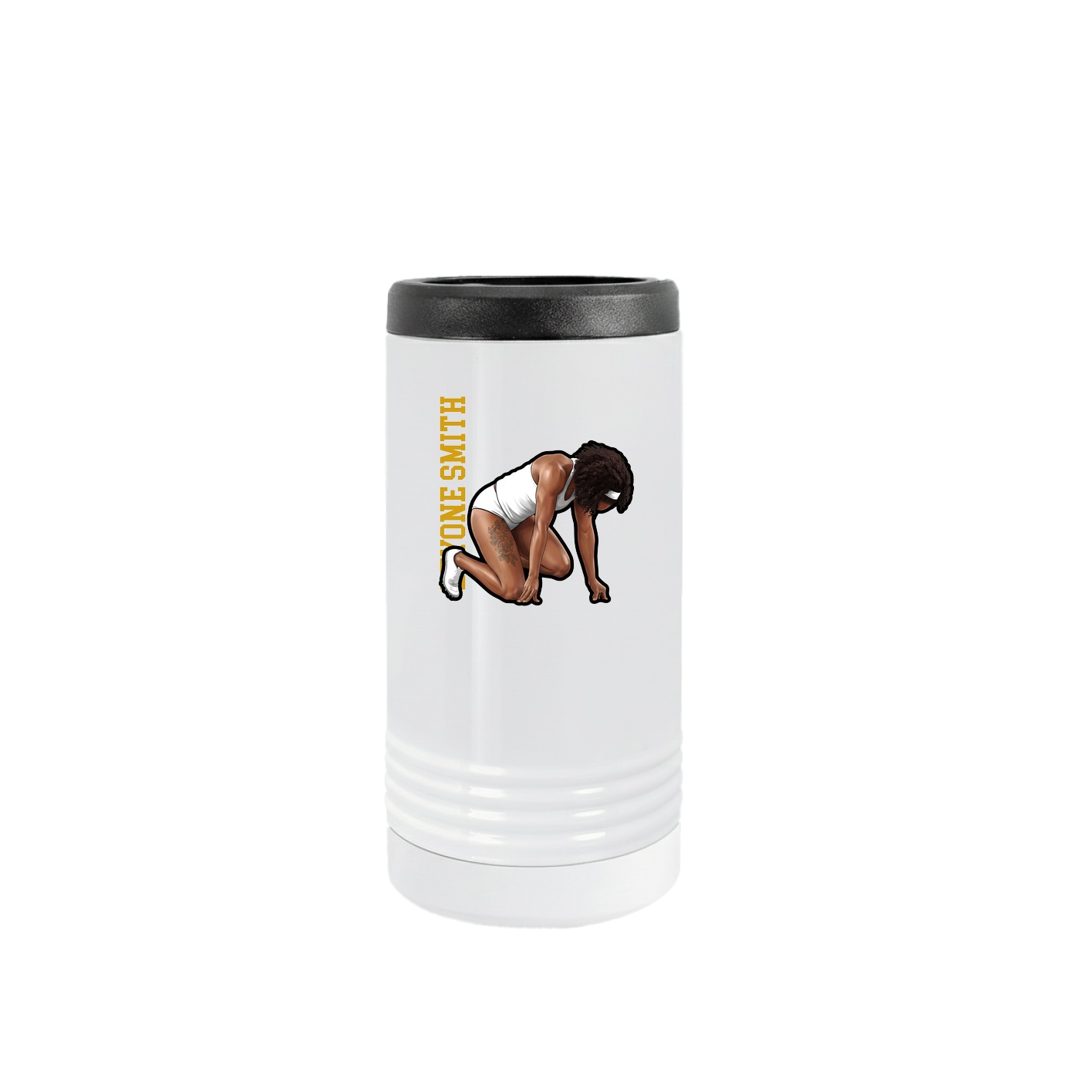 Slim Beverage Holder — Name Vertical in White