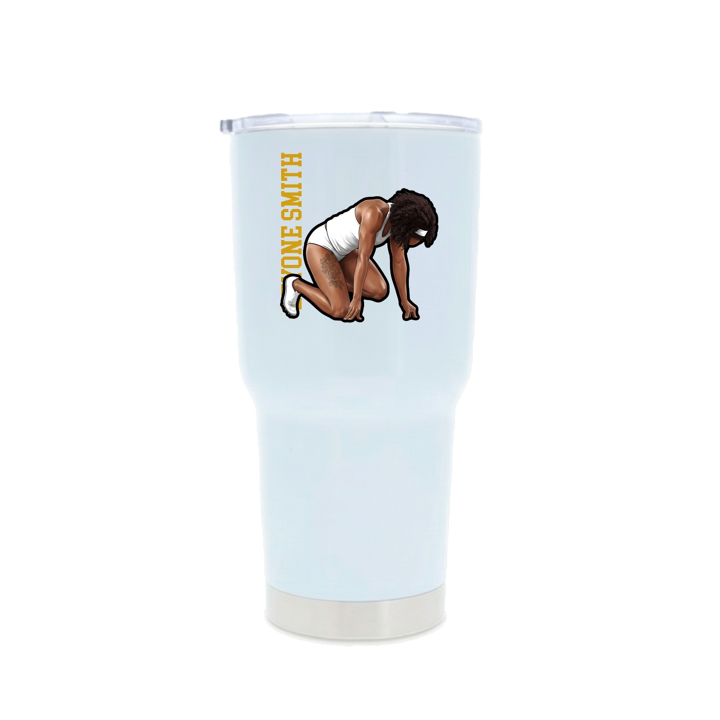 30oz Stainless Steel Tumbler — Name Vertical in White