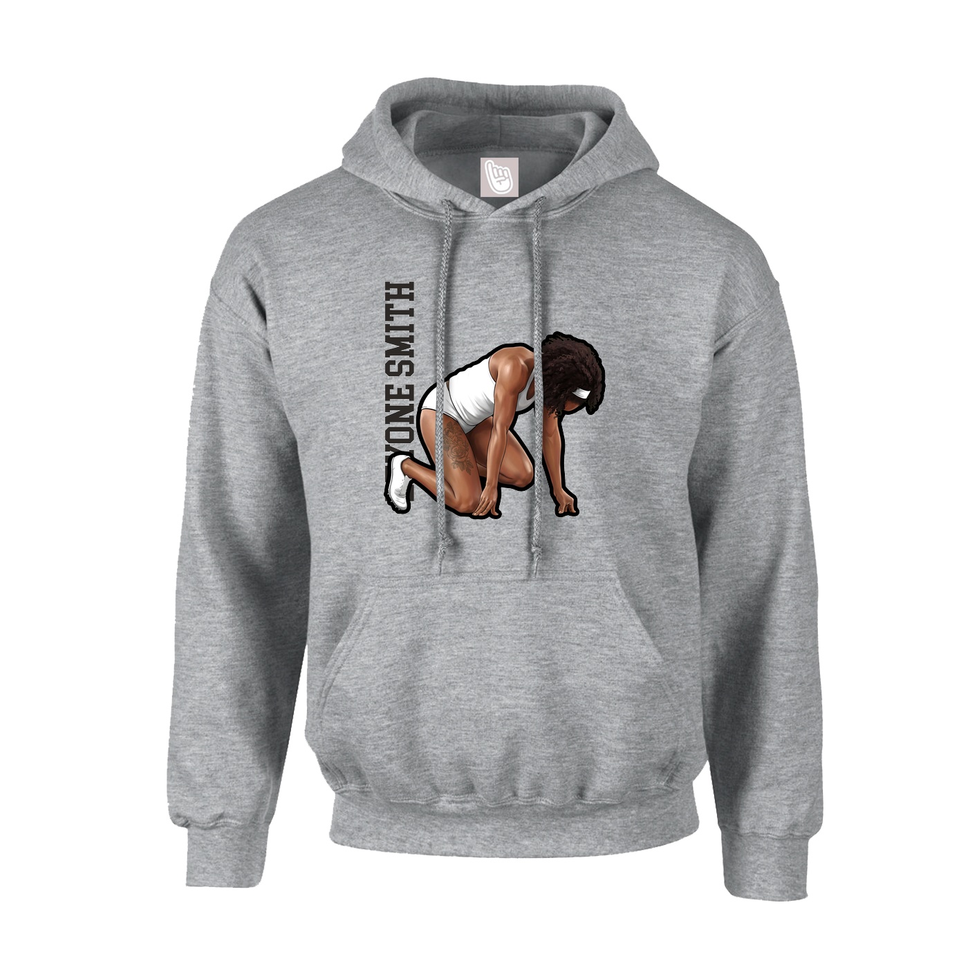 Hoodie — Name Vertical in Grey