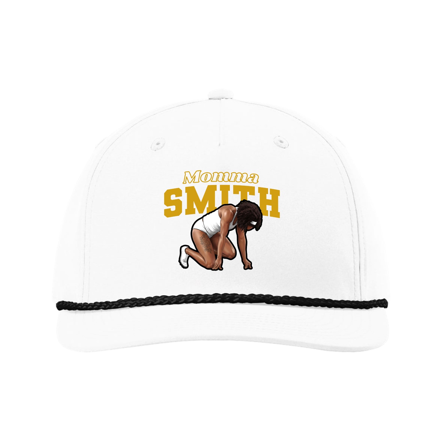 Five-Panel Classic Rope Cap — Mothers Day Block in White