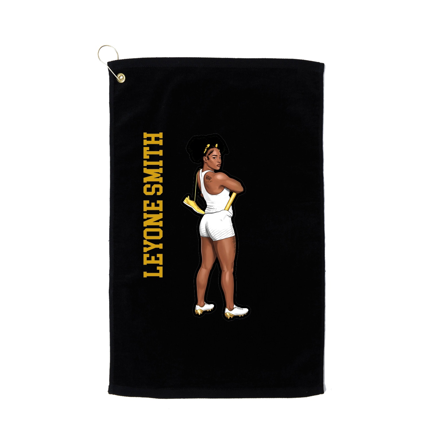 Golf Towel — Name Vertical in Black