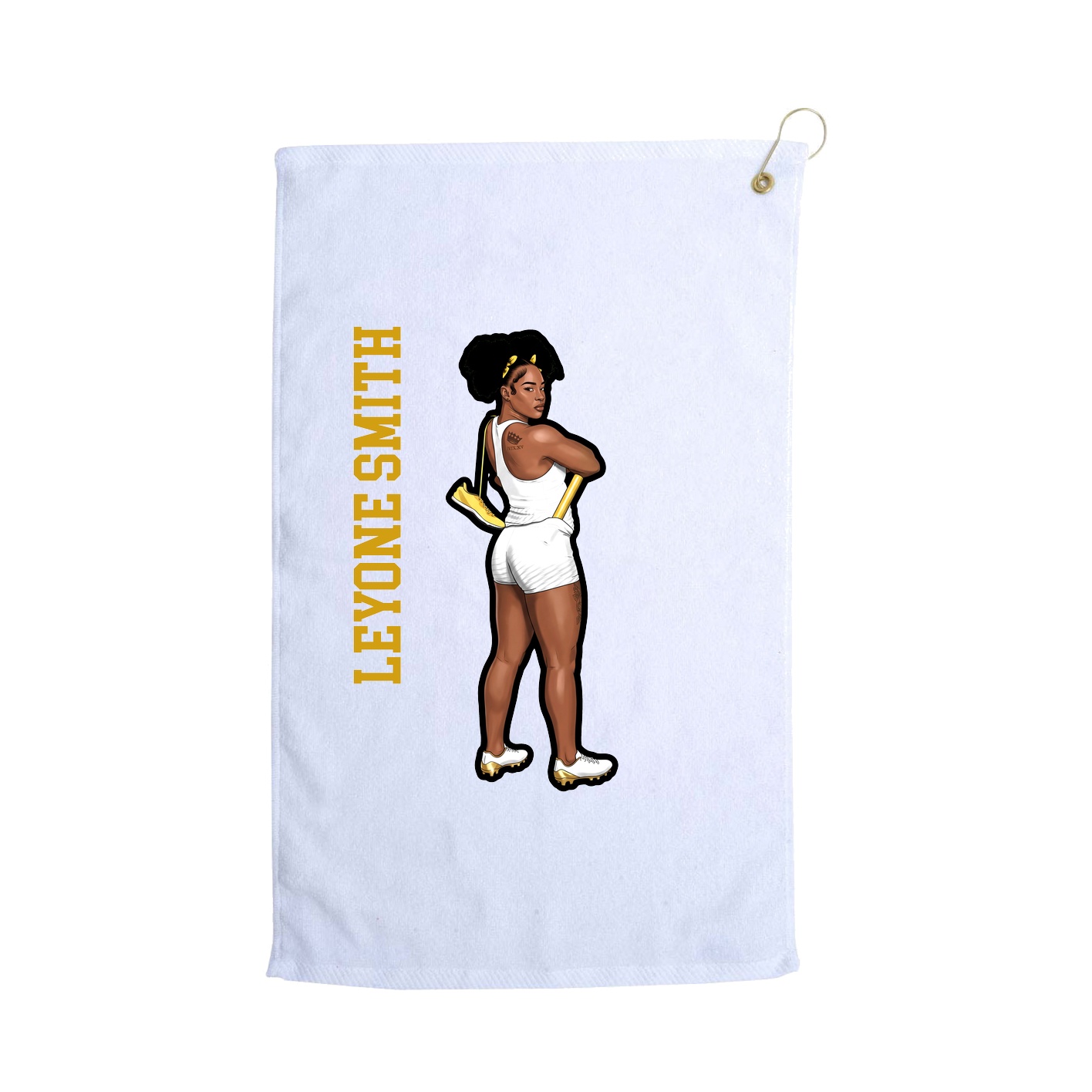 Golf Towel — Name Vertical in White