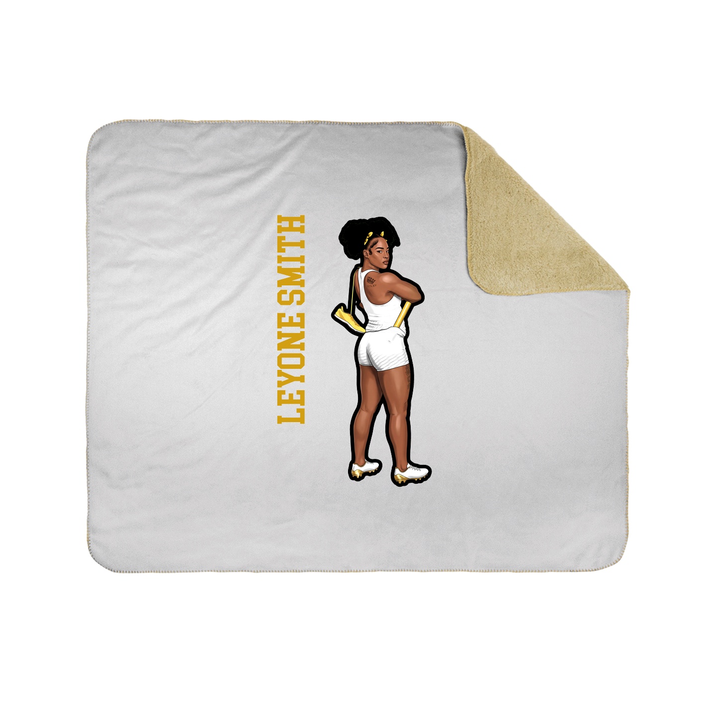 Throw Blanket — Name Vertical in White