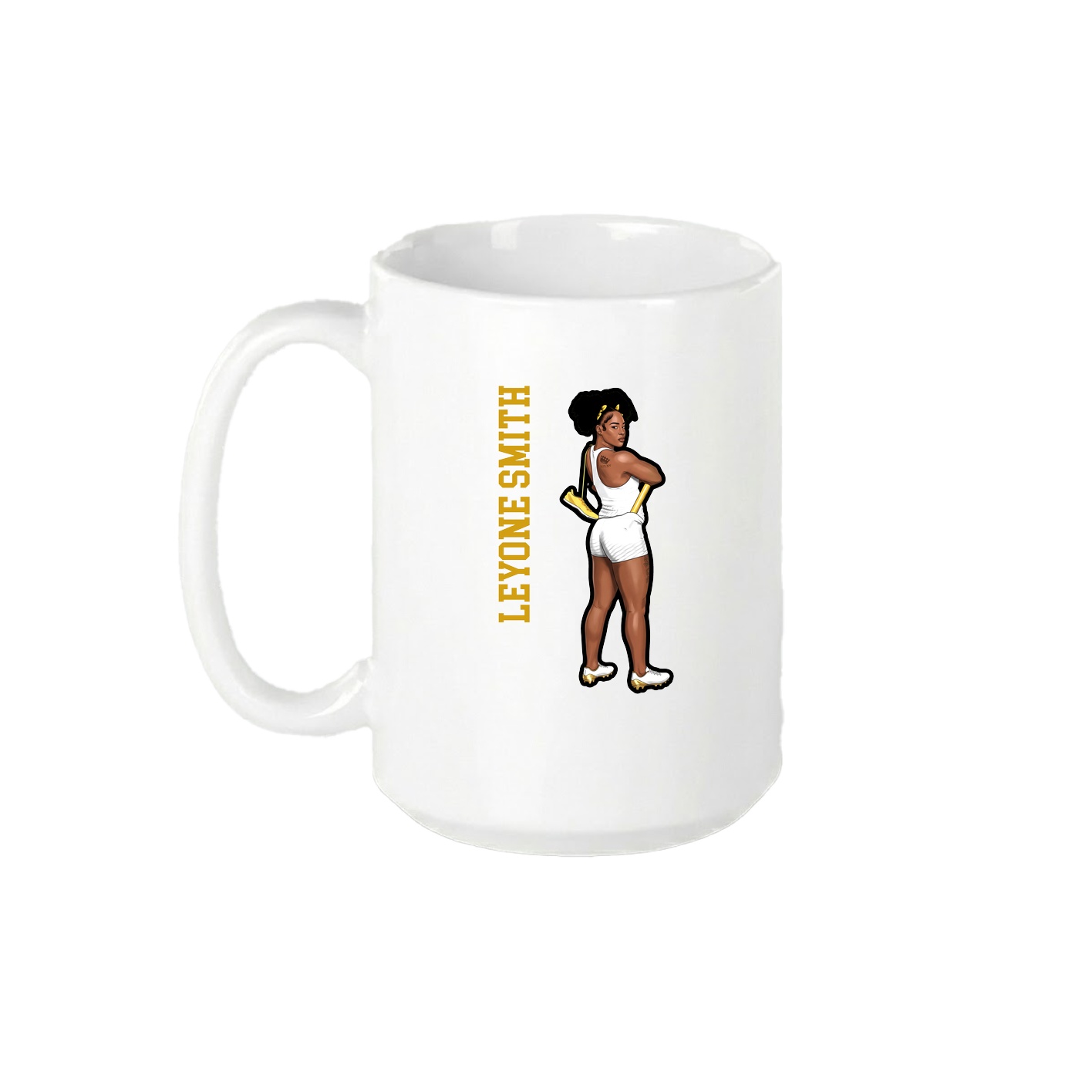 15oz Coffee Mug — Name Vertical in White