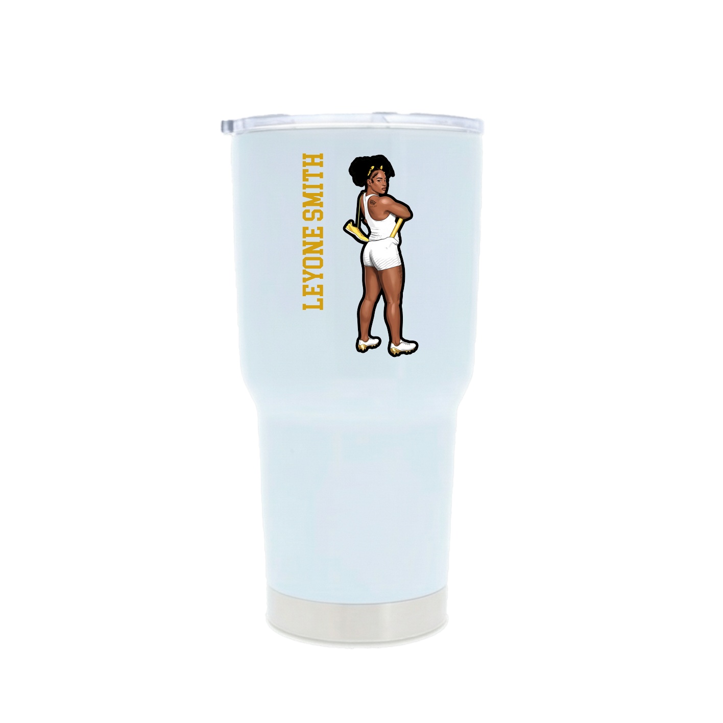 30oz Stainless Steel Tumbler — Name Vertical in White