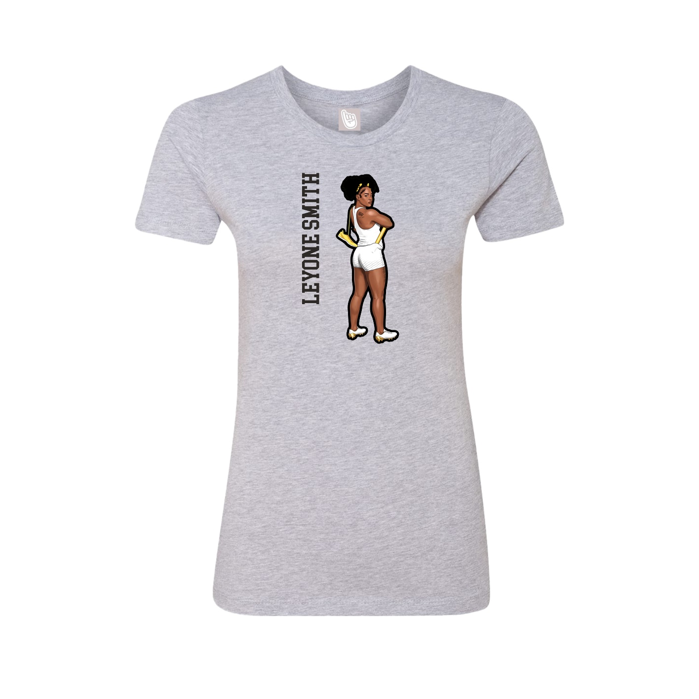 Fitted Women's Tee — Name Vertical in Grey