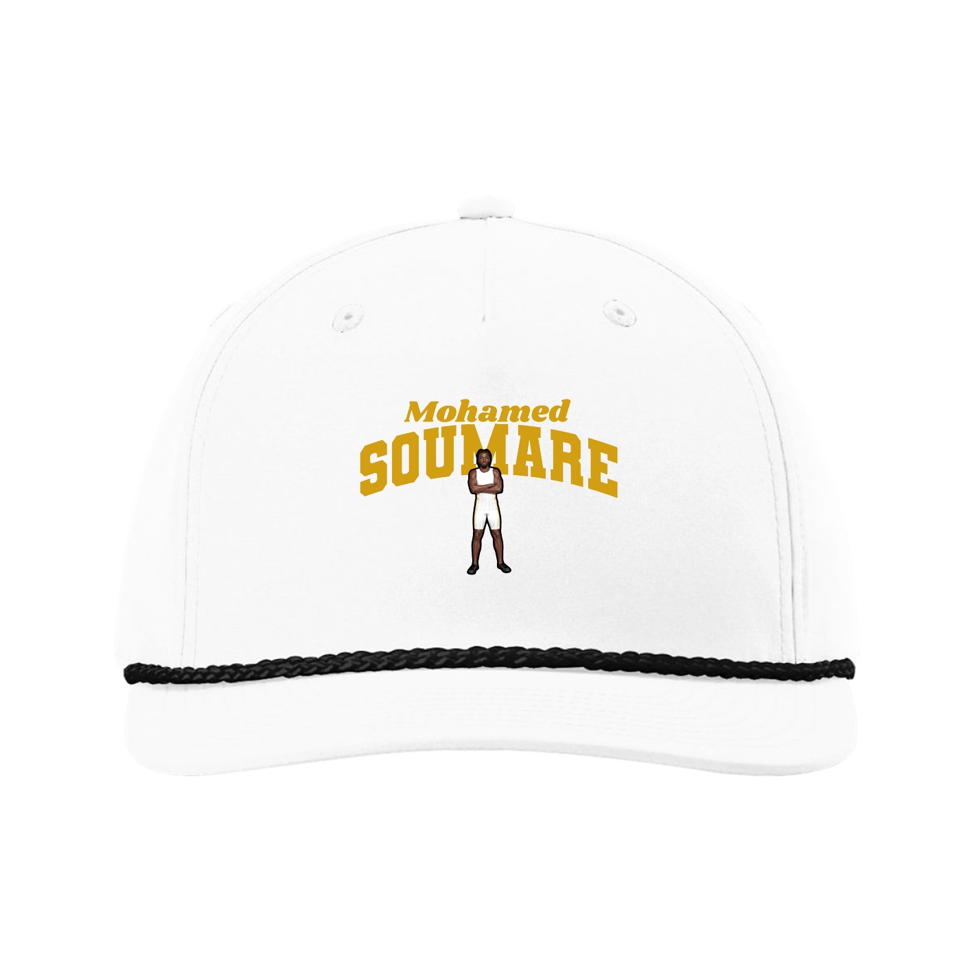 Five-Panel Classic Rope Cap — Signature Arch in White