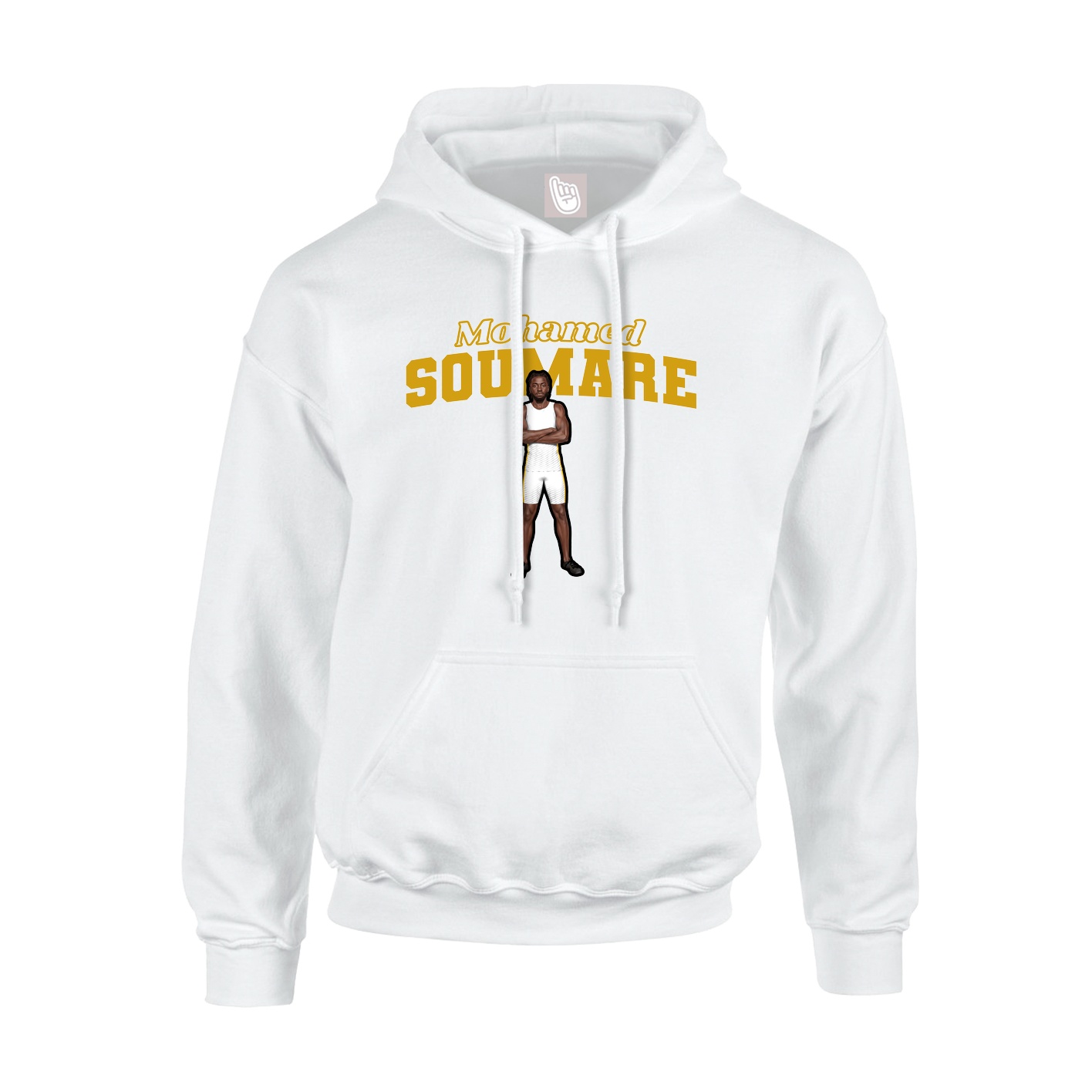 Youth Hoodie — Name Arch in White